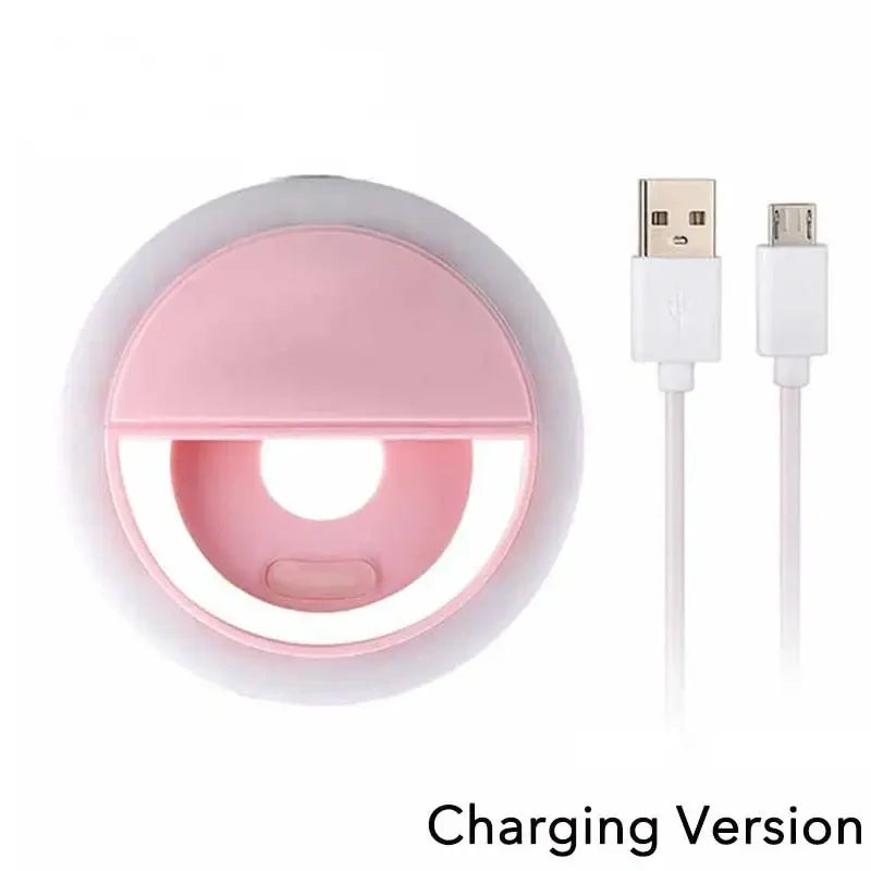 USB Charge Led Selfie Ring Light Mobile Phone Lens Lamp Adjustable Live Brightness Portable Rechargeable Selfie Fill Ring Light - Wayal Store