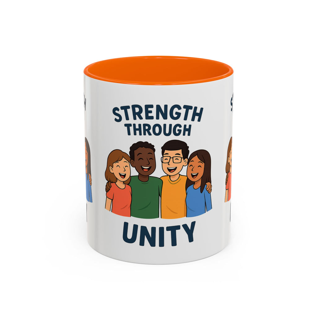 Unity-Themed Accent Coffee Mug, Inspirational Gift, Team Spirit Mug, Friendship Celebration Cup, Multicultural Unity Design - Wayal Store