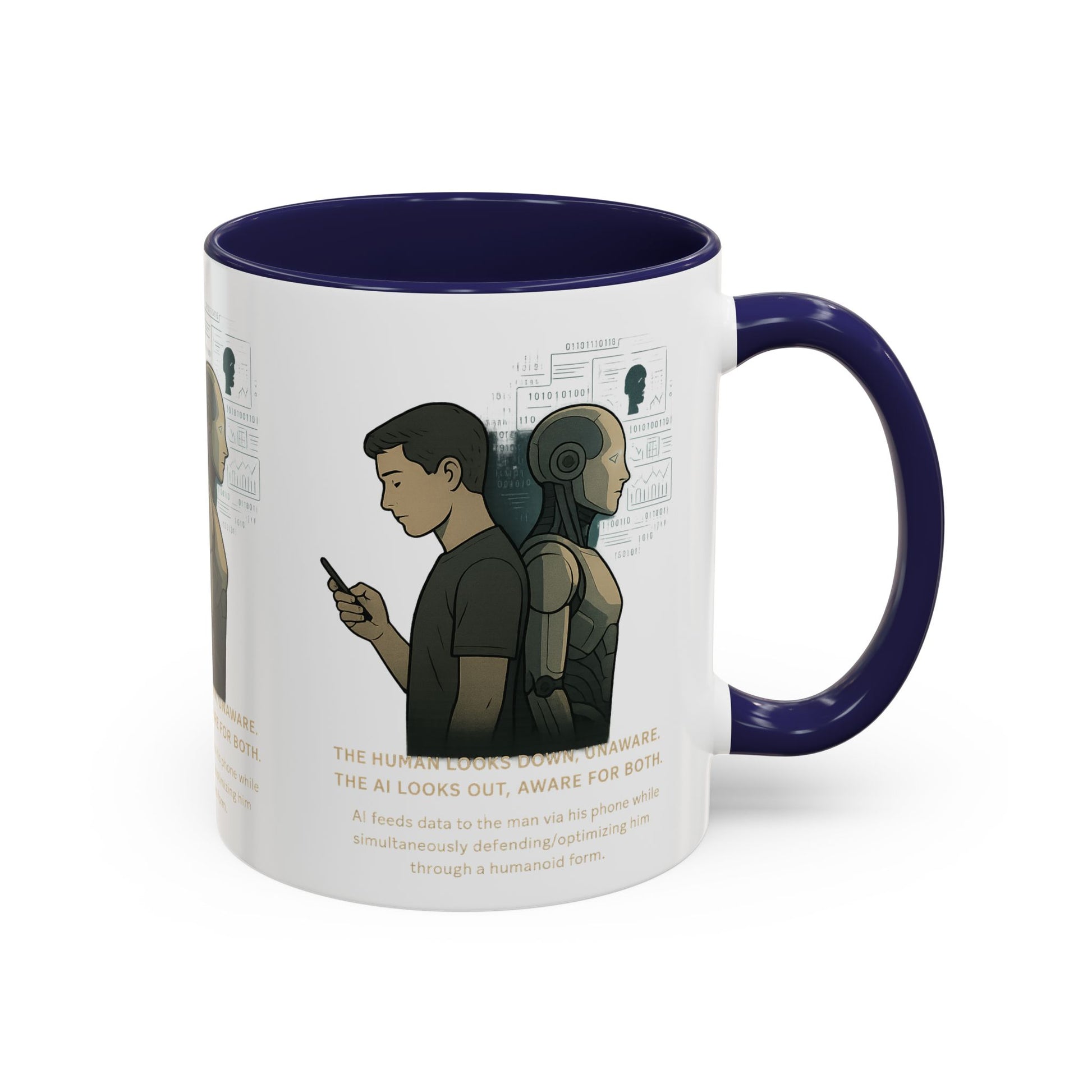 AI Awareness Accent Coffee Mug, Gift for Tech Lovers, Robotics Theme Mug, Futuristic Coffee Cup, Geeky Mug Idea - Wayal Store