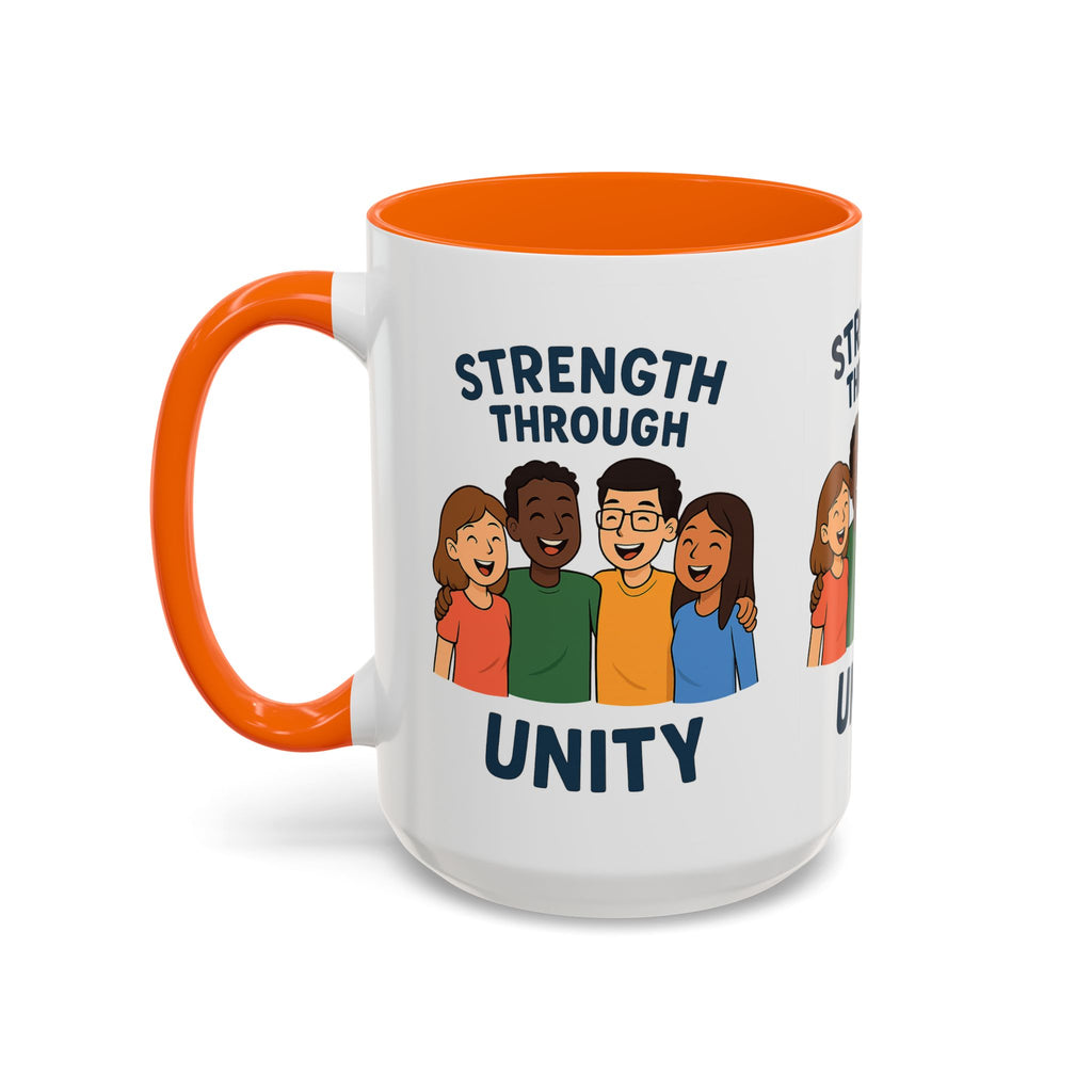 Unity-Themed Accent Coffee Mug, Inspirational Gift, Team Spirit Mug, Friendship Celebration Cup, Multicultural Unity Design - Wayal Store