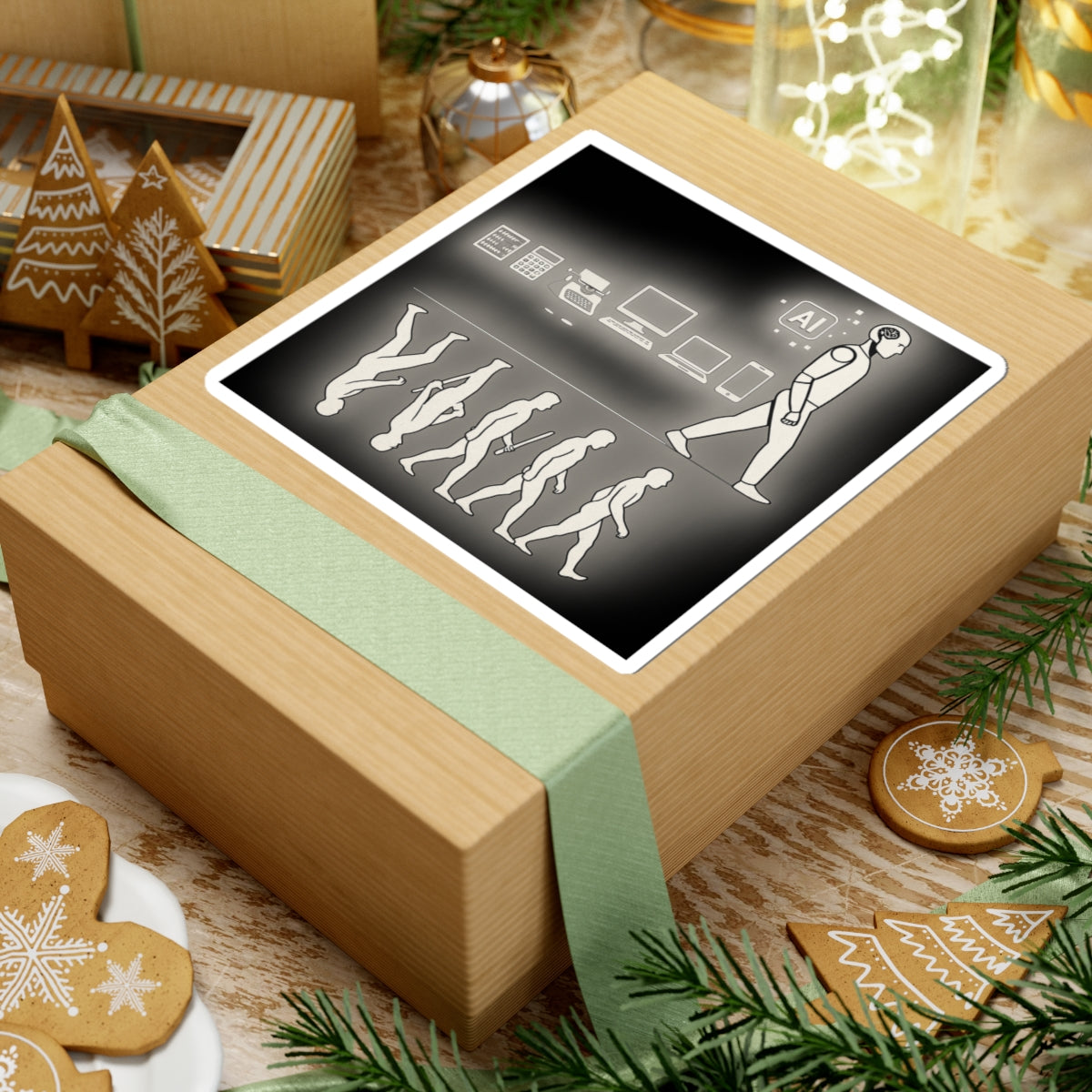 AI Evolution Kiss-Cut Stickers | Tech Lovers, Laptop Decor, Modern Art, Gift for Geeks, Futuristic Vibe - Wayal Store