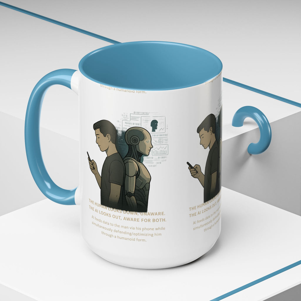 AI Awareness Accent Coffee Mug, Gift for Tech Lovers, Robotics Theme Mug, Futuristic Coffee Cup, Geeky Mug Idea - Wayal Store