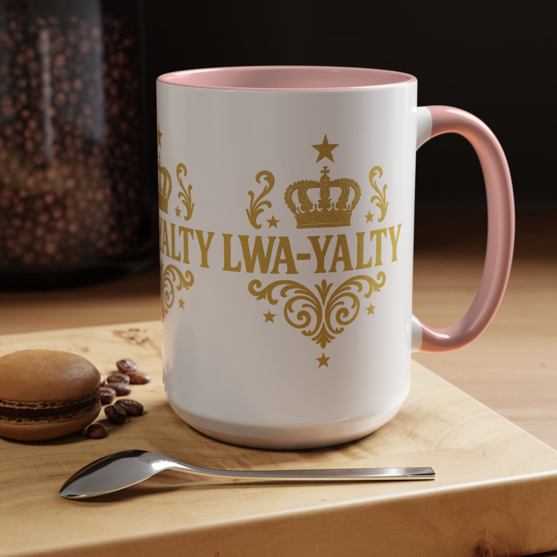 Regal Crown Accent Coffee Mug - Royalty Lwa-Yalty, Unique Gift for Coffee Lovers, Home Decor, Birthday, Celebration - Wayal Store