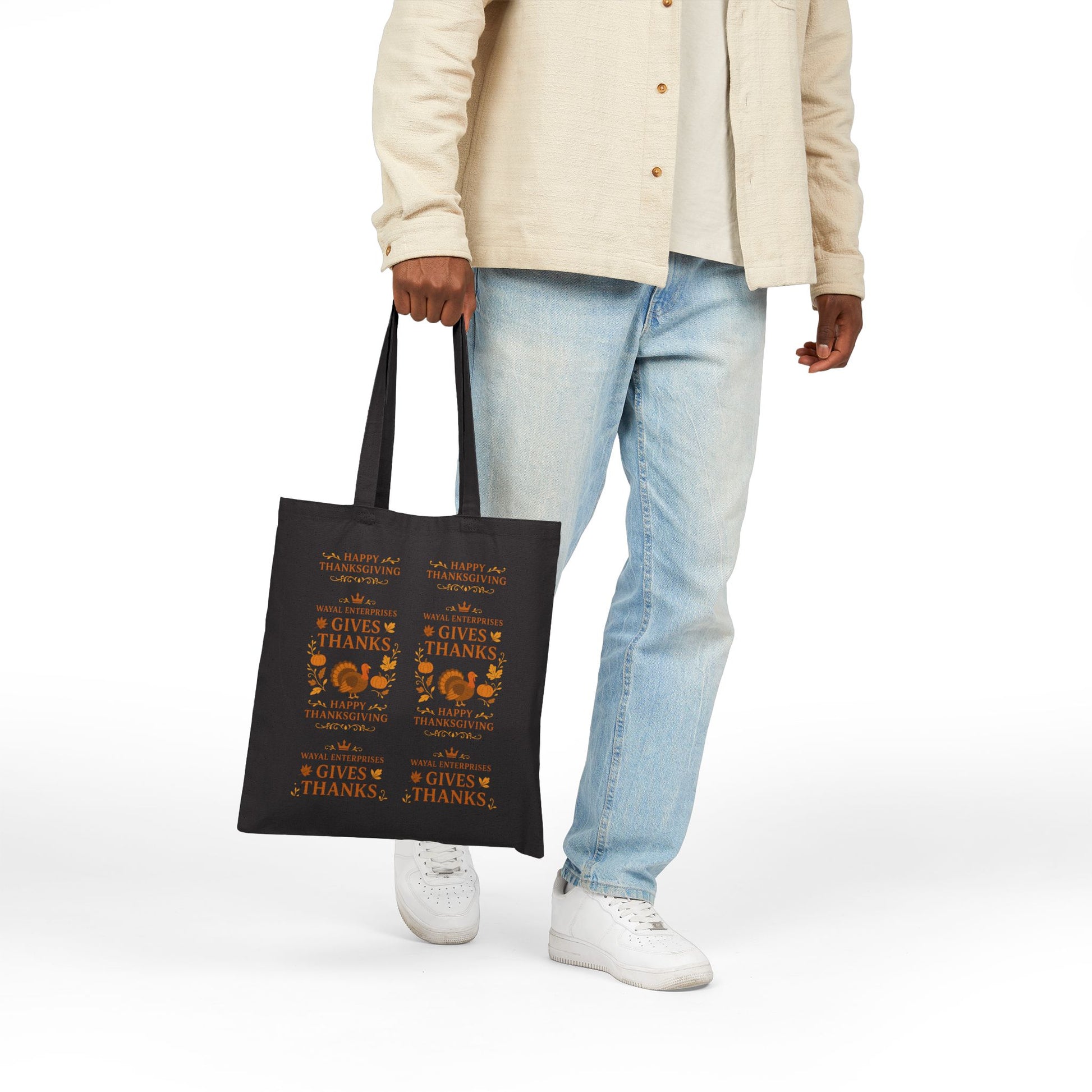 Thanksgiving Cotton Canvas Tote Bag - Celebrate with Gratitude - Wayal Store