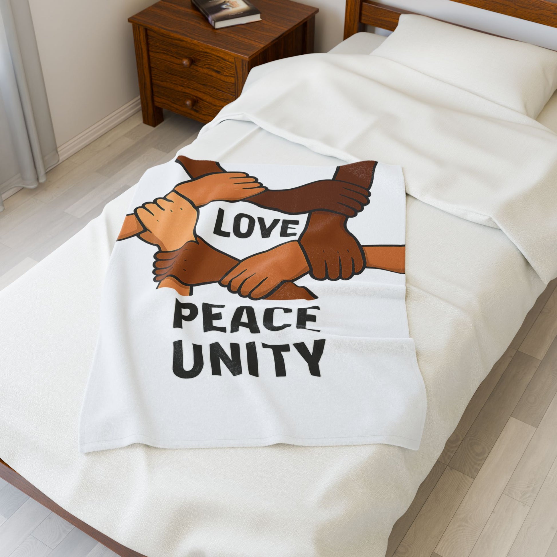 Unity and Love Velveteen Plush Blanket, Cozy Home Decor, Gift for Peace Lovers, Perfect for Winter, Soft Throw Blanket - Wayal Store