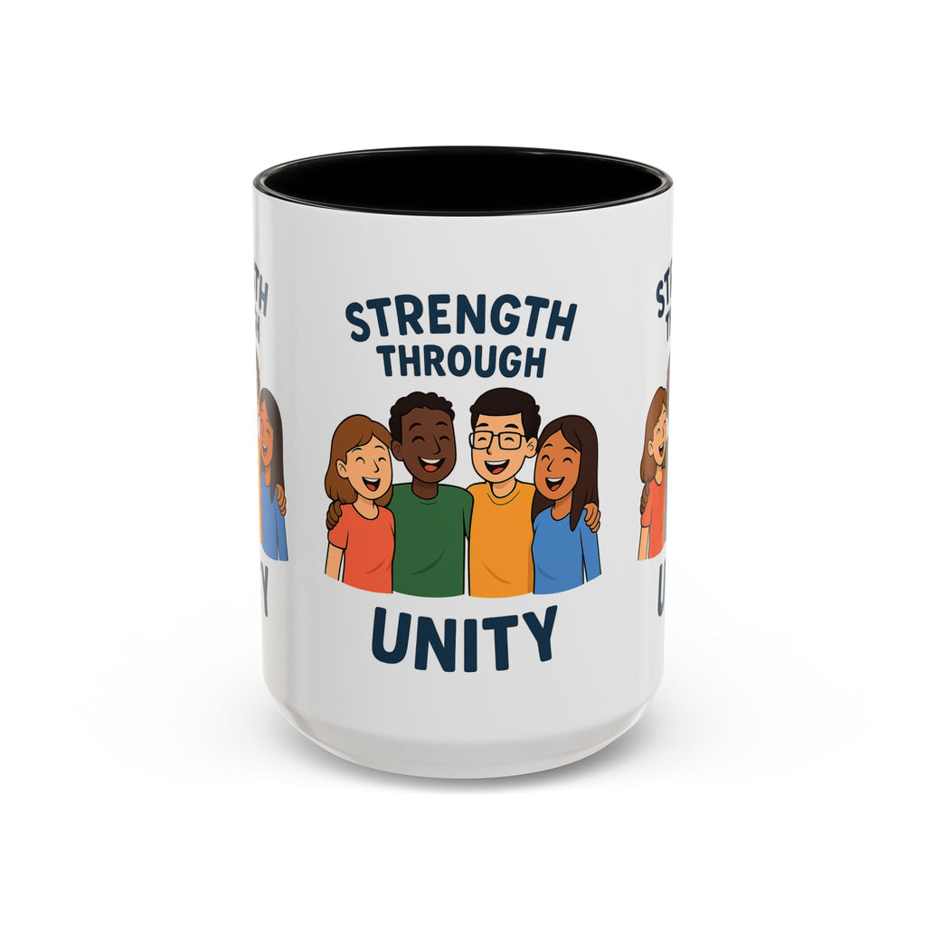 Unity-Themed Accent Coffee Mug, Inspirational Gift, Team Spirit Mug, Friendship Celebration Cup, Multicultural Unity Design - Wayal Store