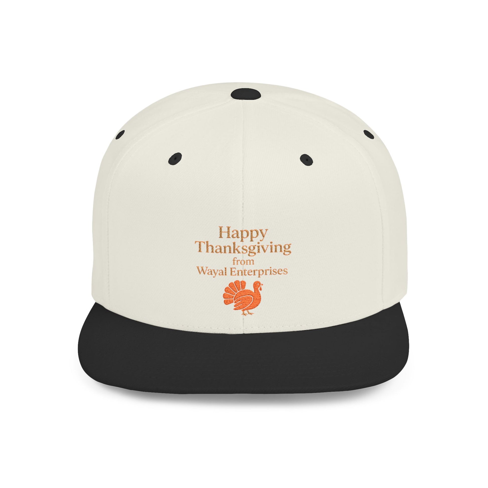 Thanksgiving Flat Bill Snapback Hat - Happy Thanksgiving Design
