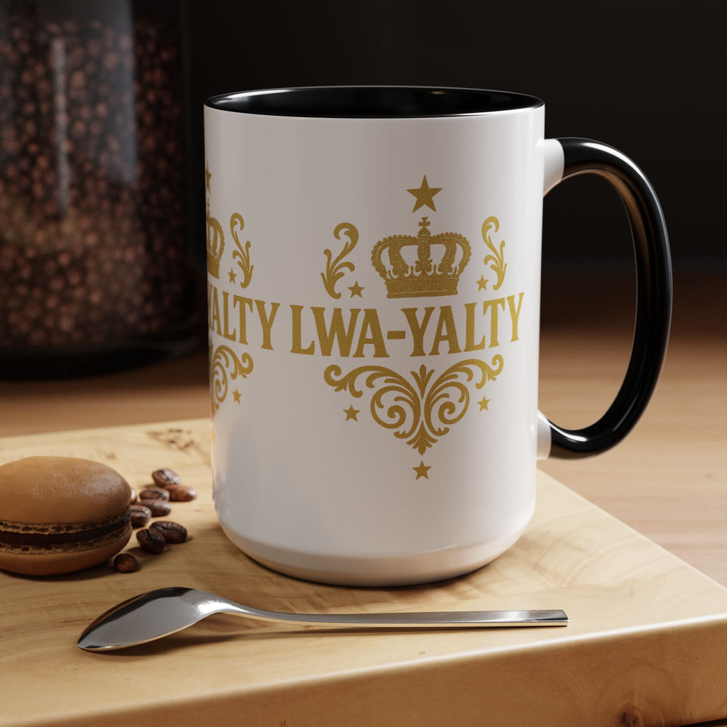 Regal Crown Accent Coffee Mug - Royalty Lwa-Yalty, Unique Gift for Coffee Lovers, Home Decor, Birthday, Celebration - Wayal Store