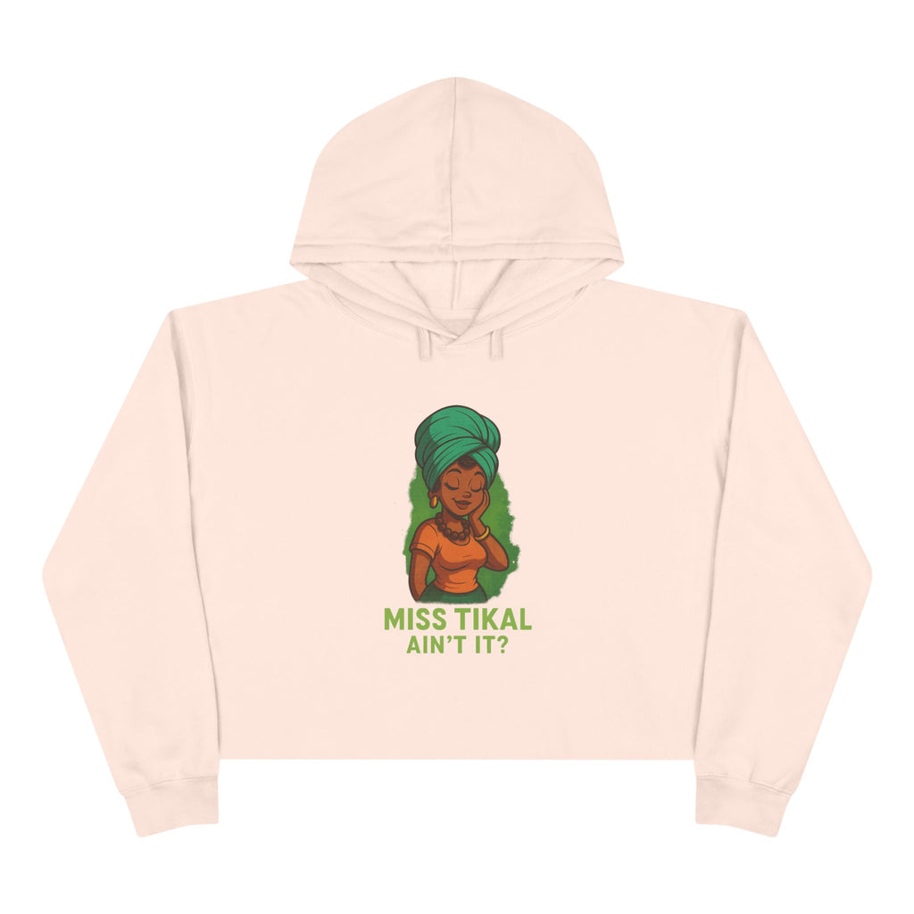 Vibrant Crop Hoodie with Miss Tikal Design, Cozy Streetwear, Perfect for Casual Outings, Gifts for Her, Summer Vibe - Wayal Store
