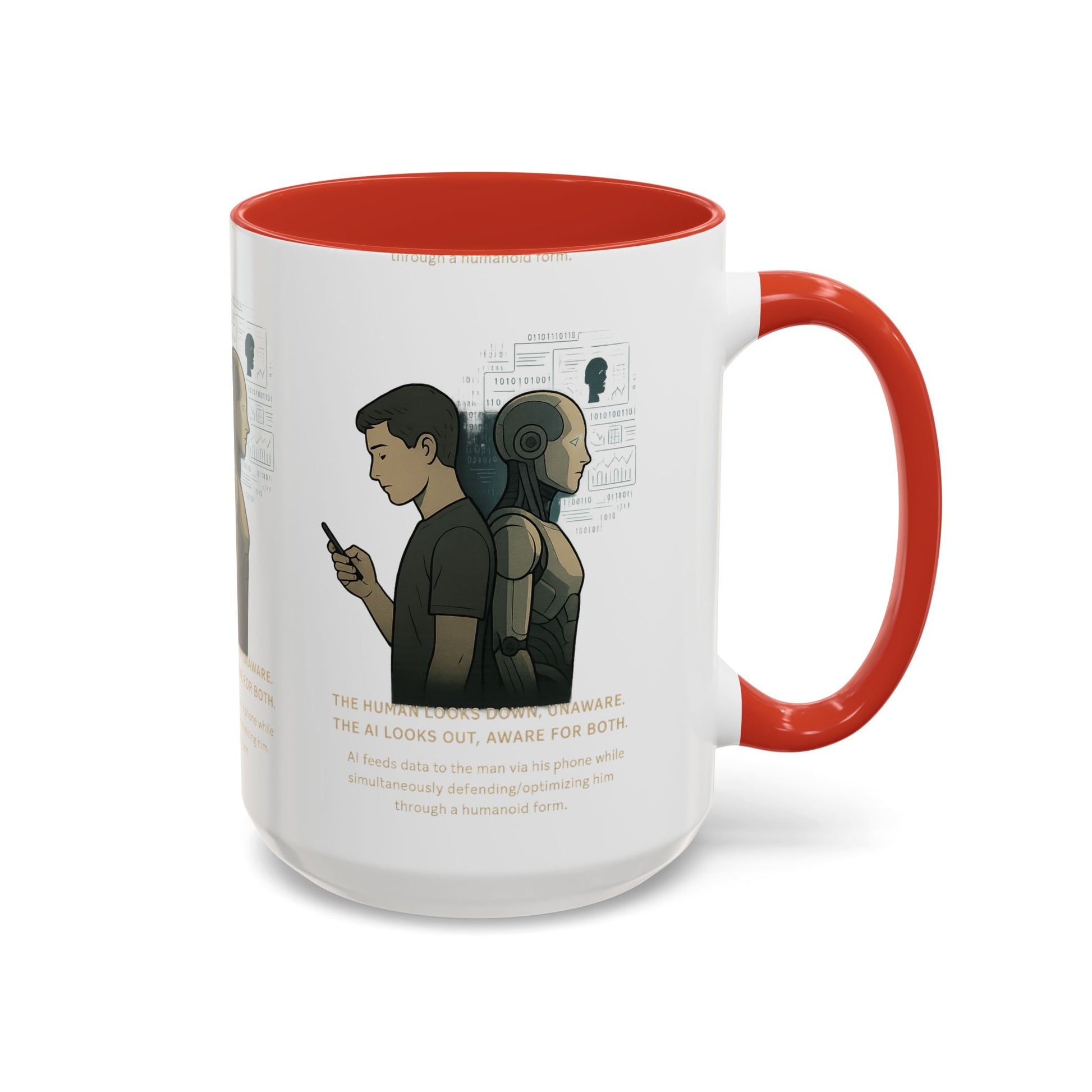 AI Awareness Accent Coffee Mug, Gift for Tech Lovers, Robotics Theme Mug, Futuristic Coffee Cup, Geeky Mug Idea - Wayal Store