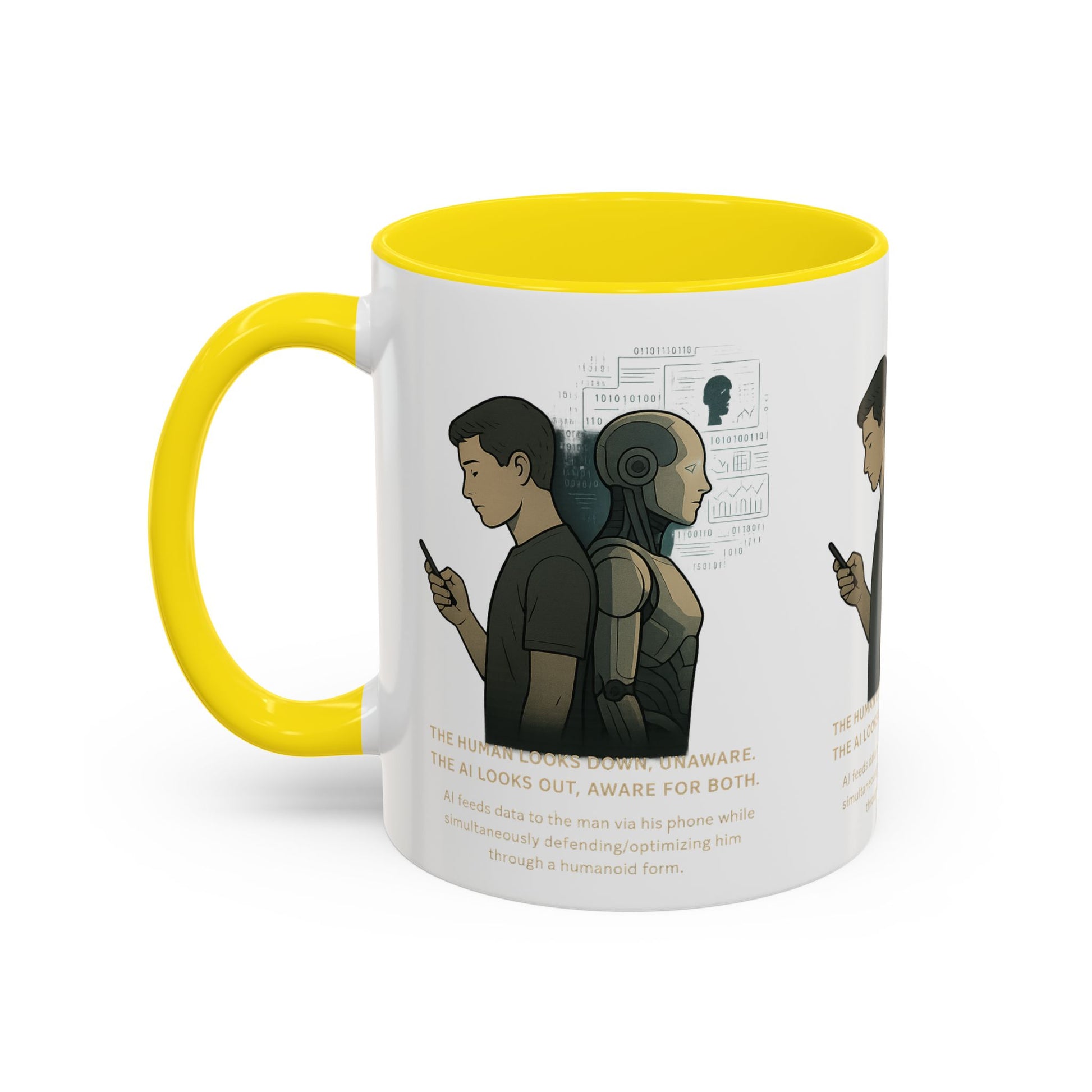 AI Awareness Accent Coffee Mug, Gift for Tech Lovers, Robotics Theme Mug, Futuristic Coffee Cup, Geeky Mug Idea - Wayal Store