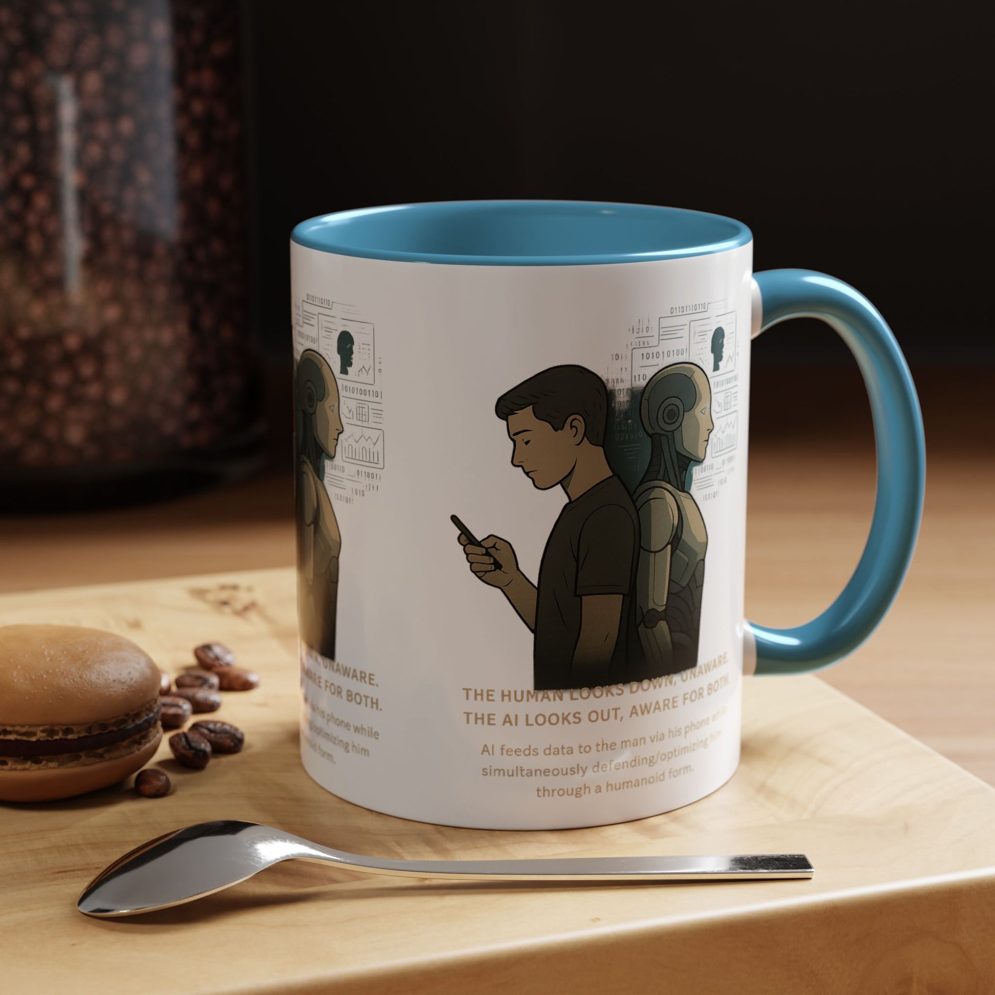 AI Awareness Accent Coffee Mug, Gift for Tech Lovers, Robotics Theme Mug, Futuristic Coffee Cup, Geeky Mug Idea - Wayal Store