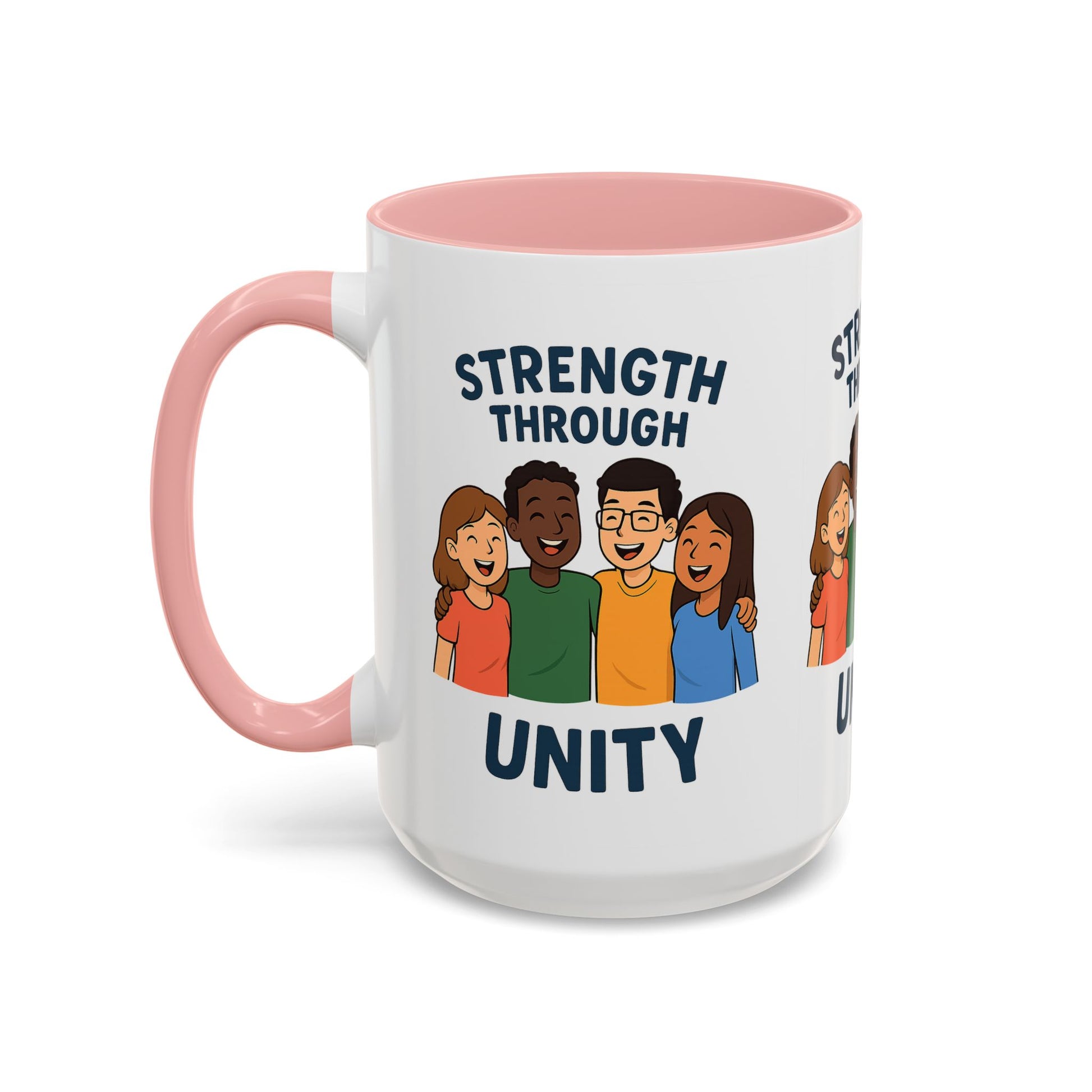 Unity-Themed Accent Coffee Mug, Inspirational Gift, Team Spirit Mug, Friendship Celebration Cup, Multicultural Unity Design - Wayal Store