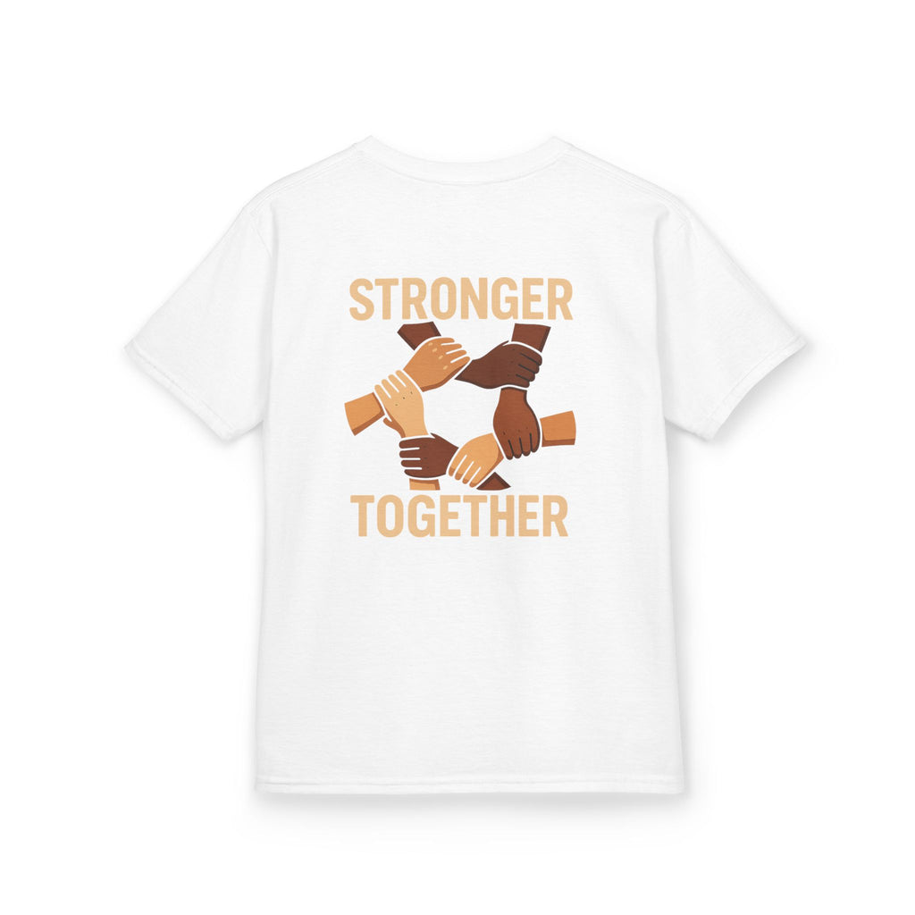 Kids T-Shirt Back | Stronger Together | Diversity, Unity, Friendship, Empowerment, Team Spirit - Wayal Store