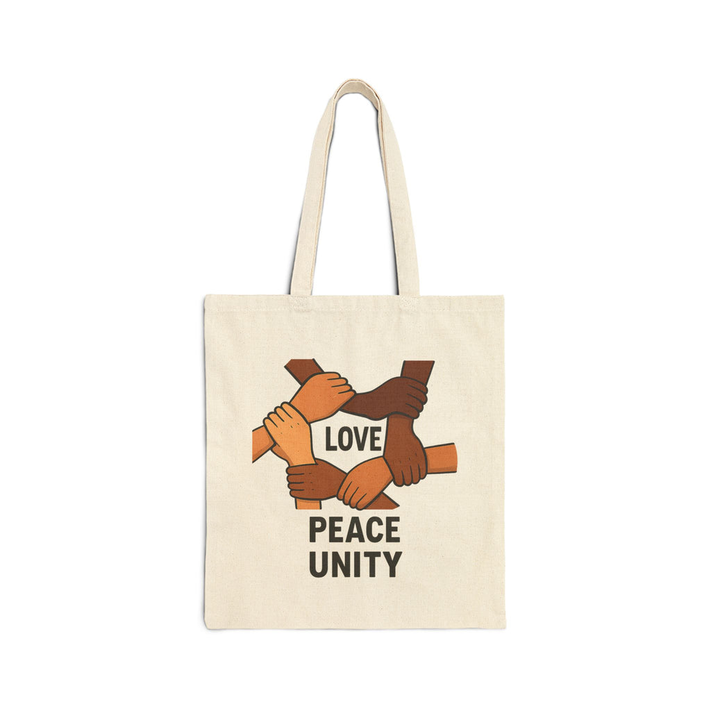 Unity Message Cotton Tote Bag, Eco-Friendly Grocery Bag, Stronger Together Shopping Tote, Versatile Everyday Carryall, Peace Loving [...] - Wayal Store