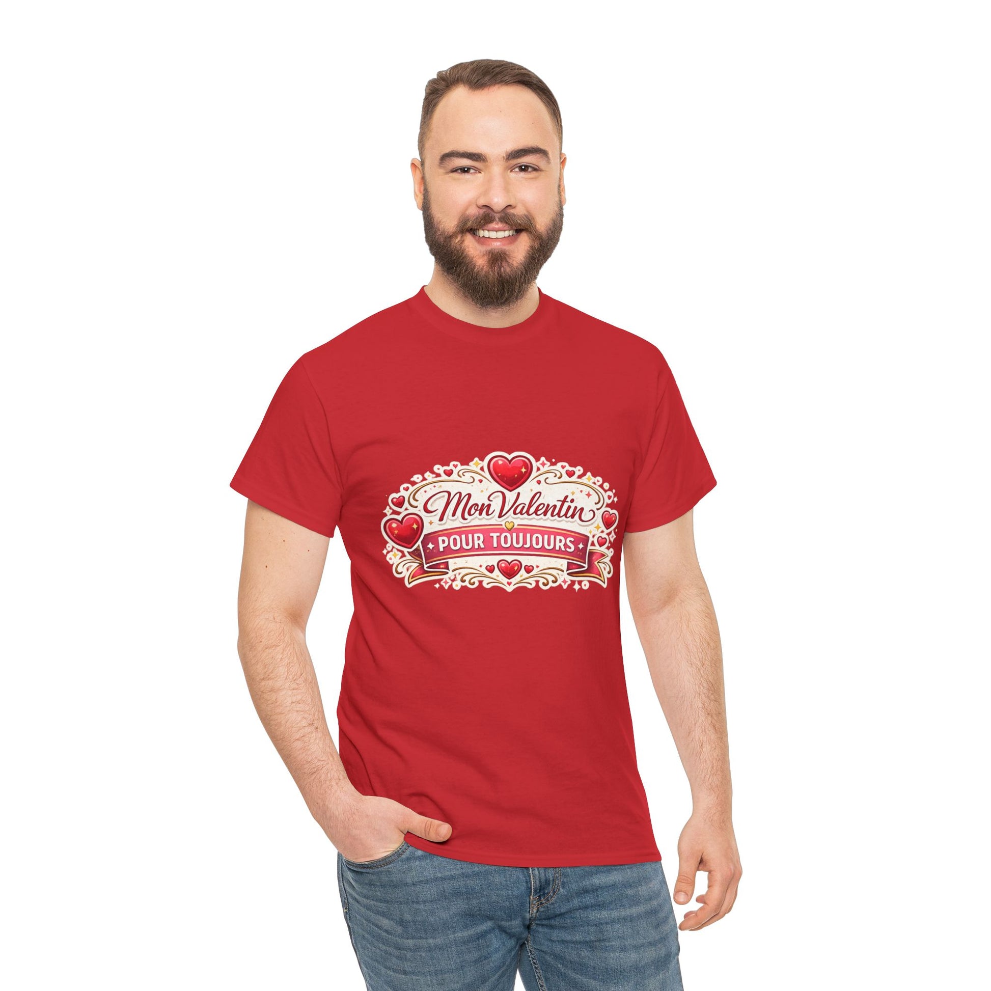 T-Shirt — "Mon Valentin Pour Toujours" Romantic Valentine Hearts Tee - Wayal Store