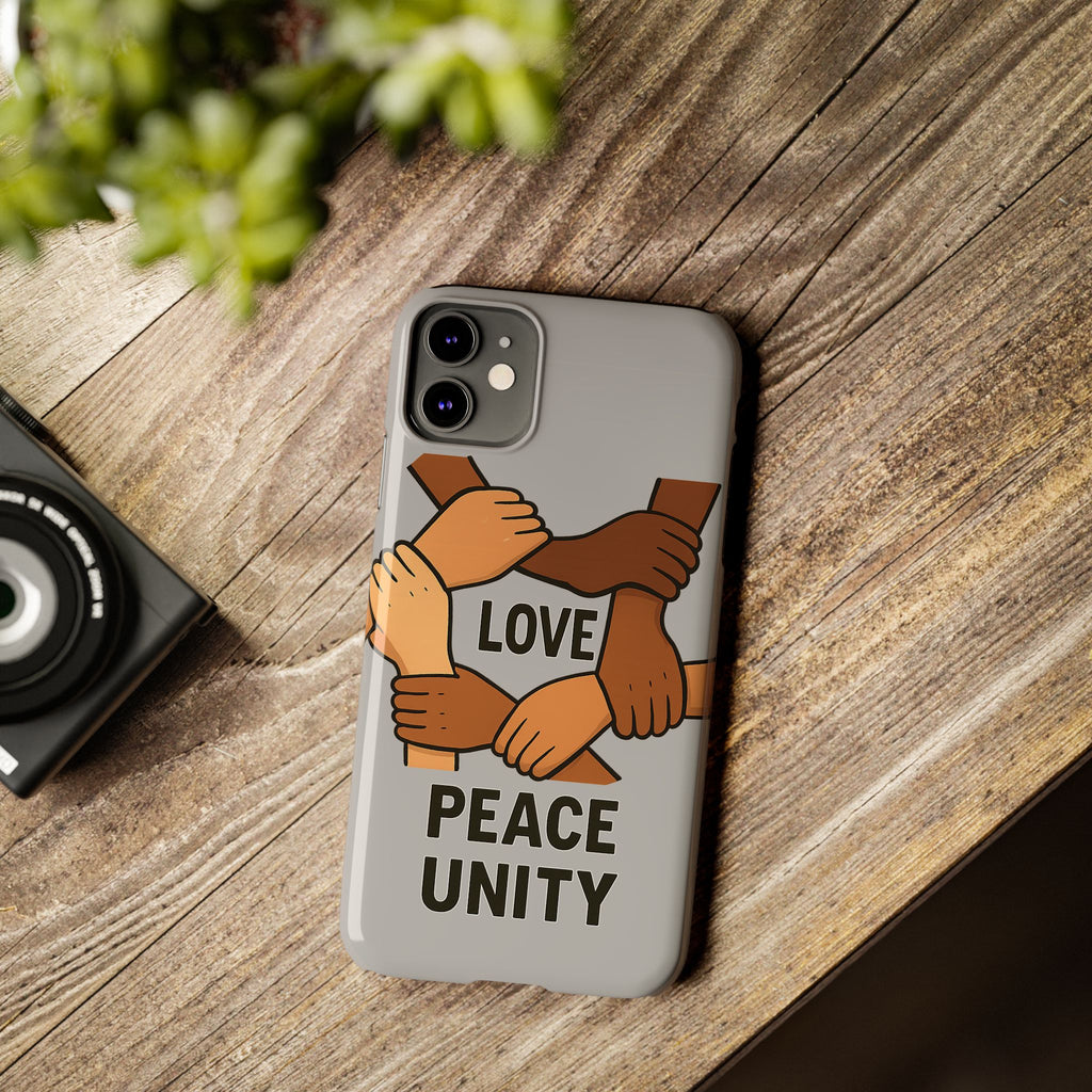 Unity Theme Slim Phone Cases - Love Peace Unity, Gift for Activists, Phone Accessories for Peace Lovers, Unique Phone Covers - Wayal Store