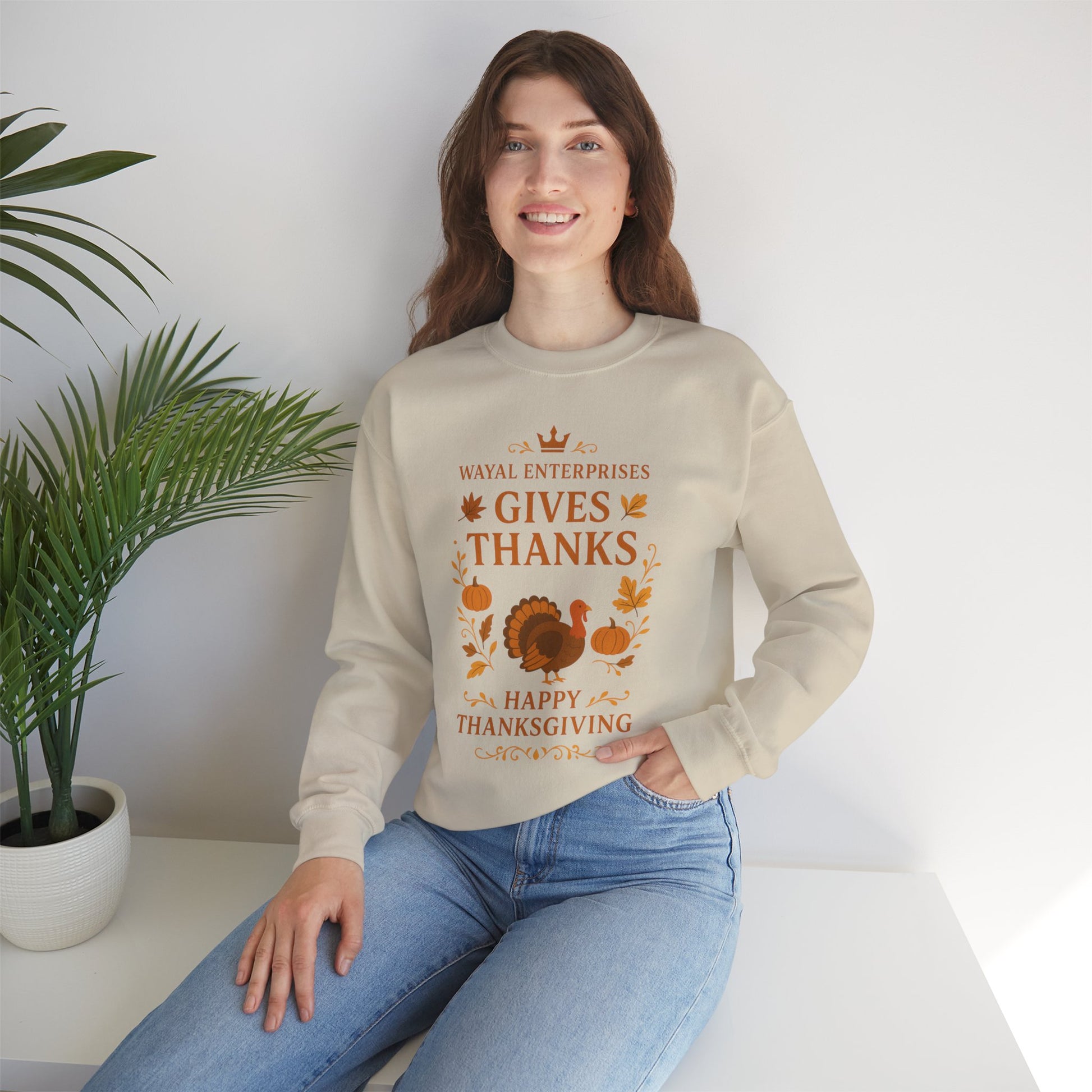 Thanksgiving Crewneck Sweatshirt - Happy Thanks Giving Design - Wayal Store
