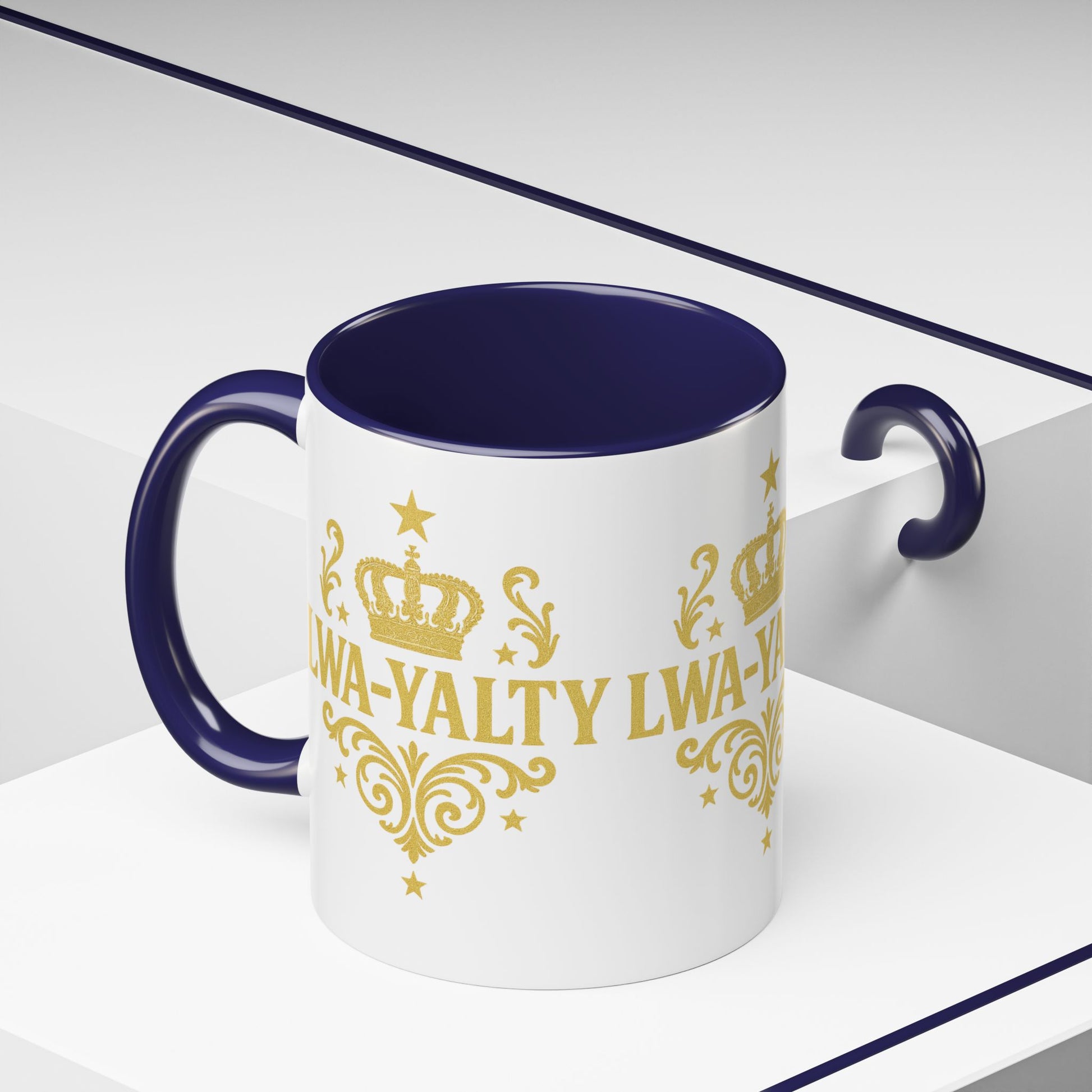 Regal Crown Accent Coffee Mug - Royalty Lwa-Yalty, Unique Gift for Coffee Lovers, Home Decor, Birthday, Celebration - Wayal Store