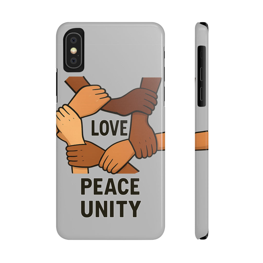 Unity Theme Slim Phone Cases - Love Peace Unity, Gift for Activists, Phone Accessories for Peace Lovers, Unique Phone Covers - Wayal Store