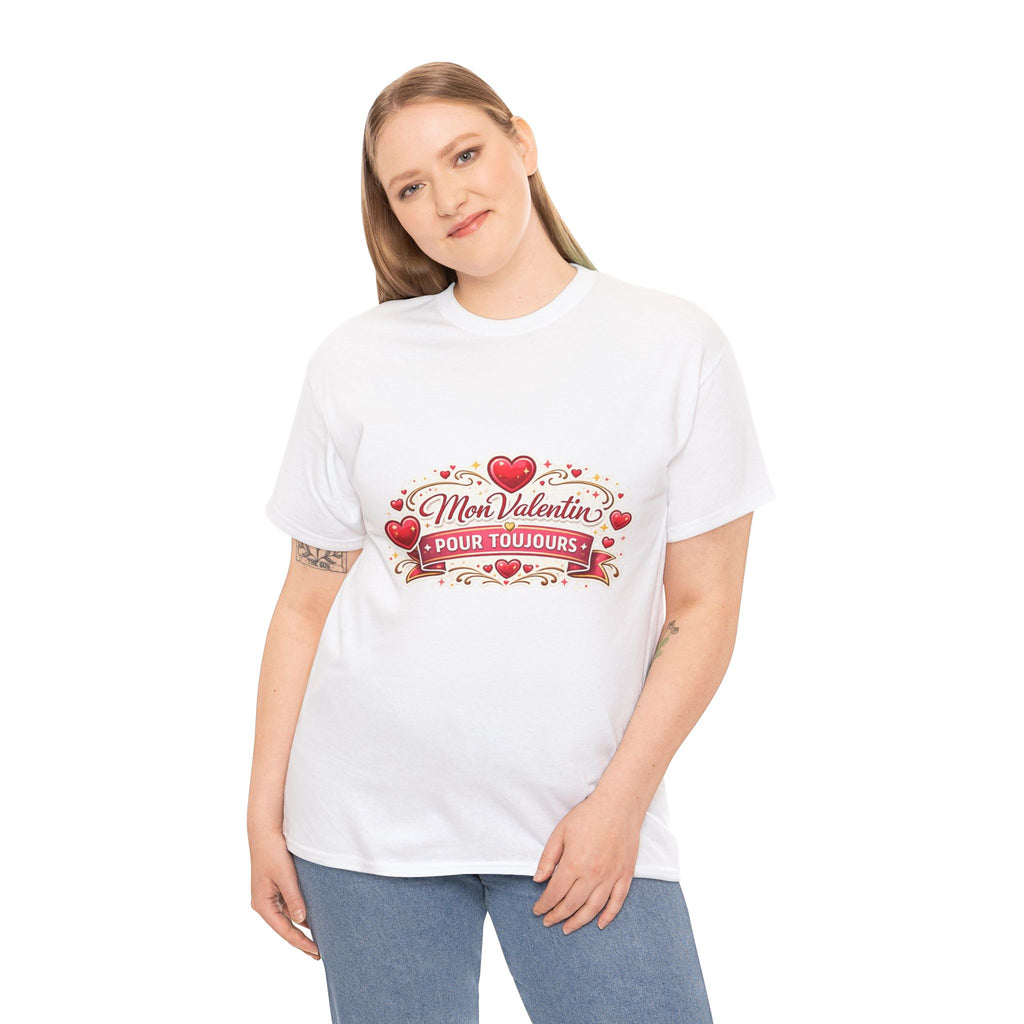 T-Shirt — "Mon Valentin Pour Toujours" Romantic Valentine Hearts Tee - Wayal Store