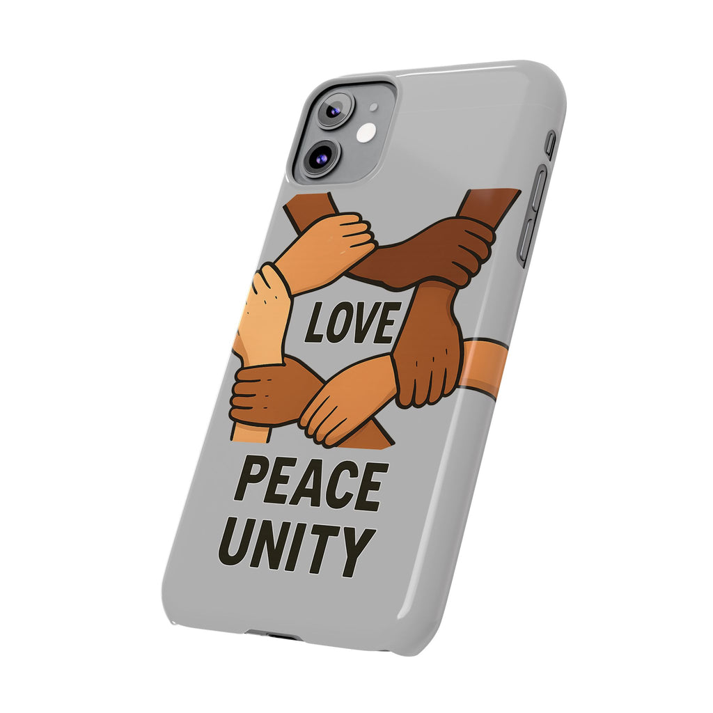 Unity Theme Slim Phone Cases - Love Peace Unity, Gift for Activists, Phone Accessories for Peace Lovers, Unique Phone Covers - Wayal Store