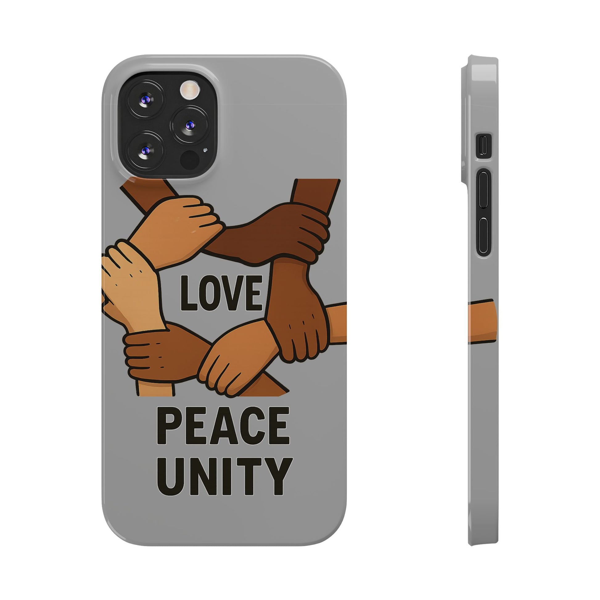 Unity Theme Slim Phone Cases - Love Peace Unity, Gift for Activists, Phone Accessories for Peace Lovers, Unique Phone Covers - Wayal Store