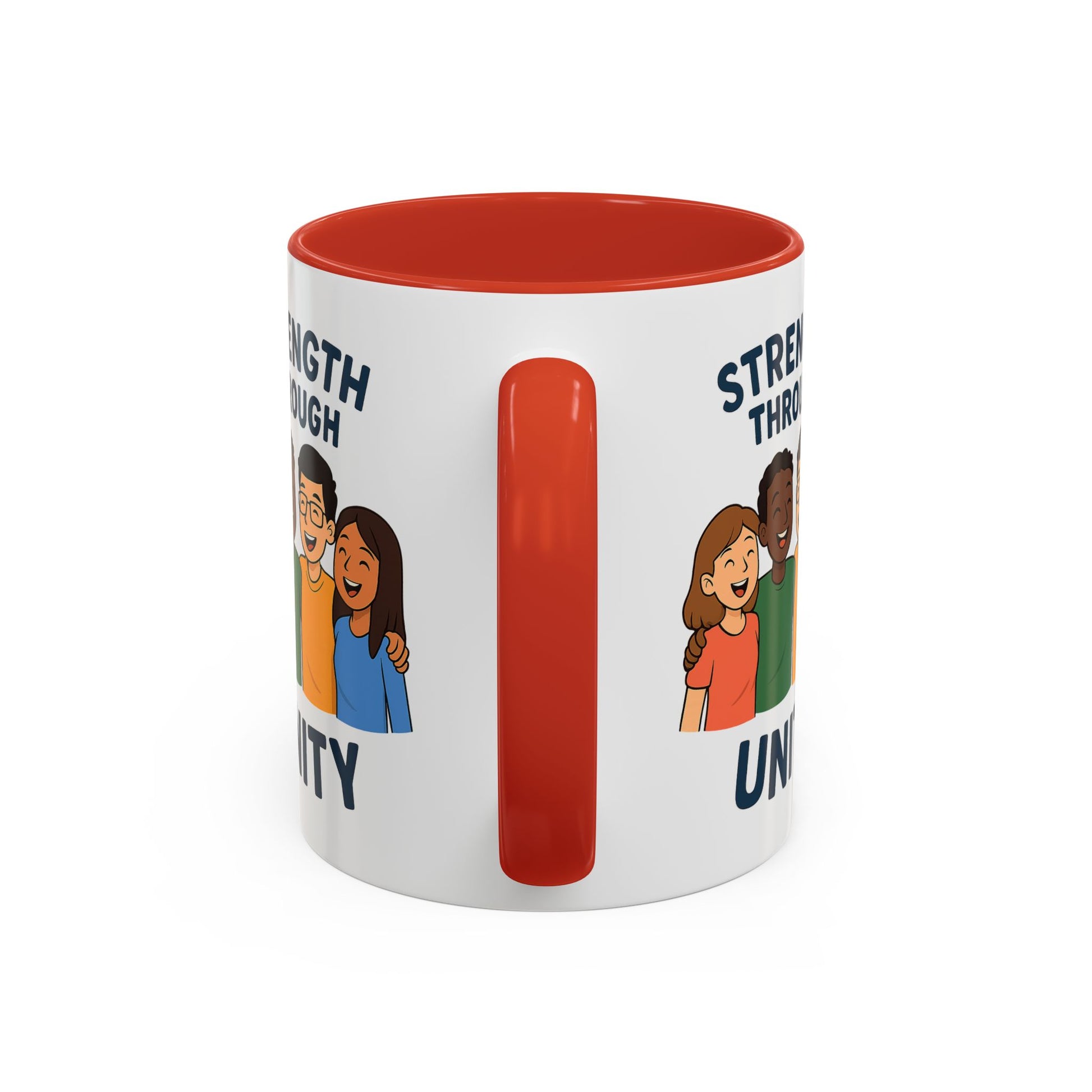 Unity-Themed Accent Coffee Mug, Inspirational Gift, Team Spirit Mug, Friendship Celebration Cup, Multicultural Unity Design - Wayal Store