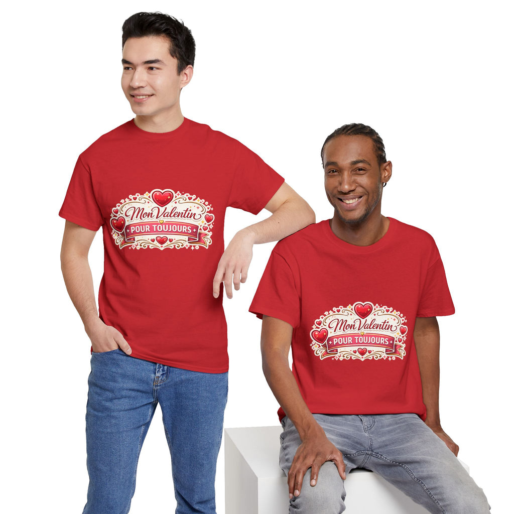 T-Shirt — "Mon Valentin Pour Toujours" Romantic Valentine Hearts Tee - Wayal Store