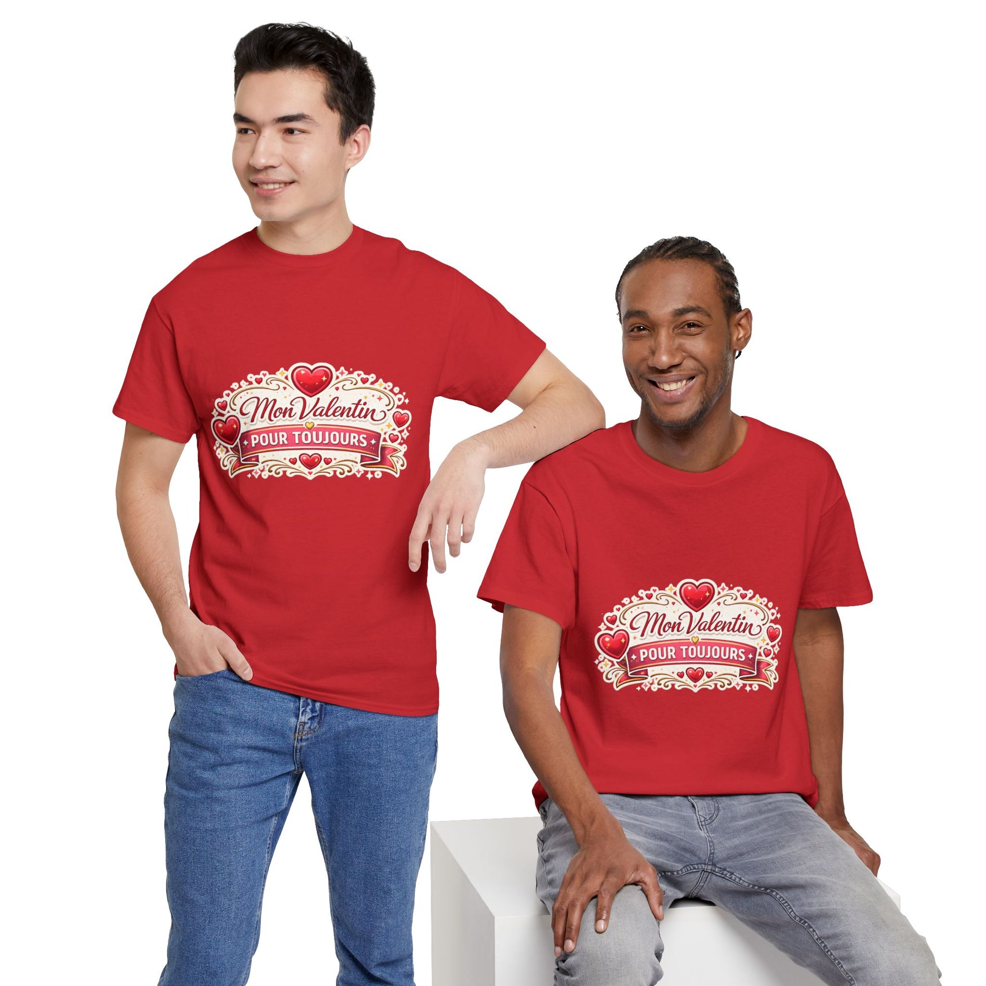 T-Shirt — "Mon Valentin Pour Toujours" Romantic Valentine Hearts Tee - Wayal Store