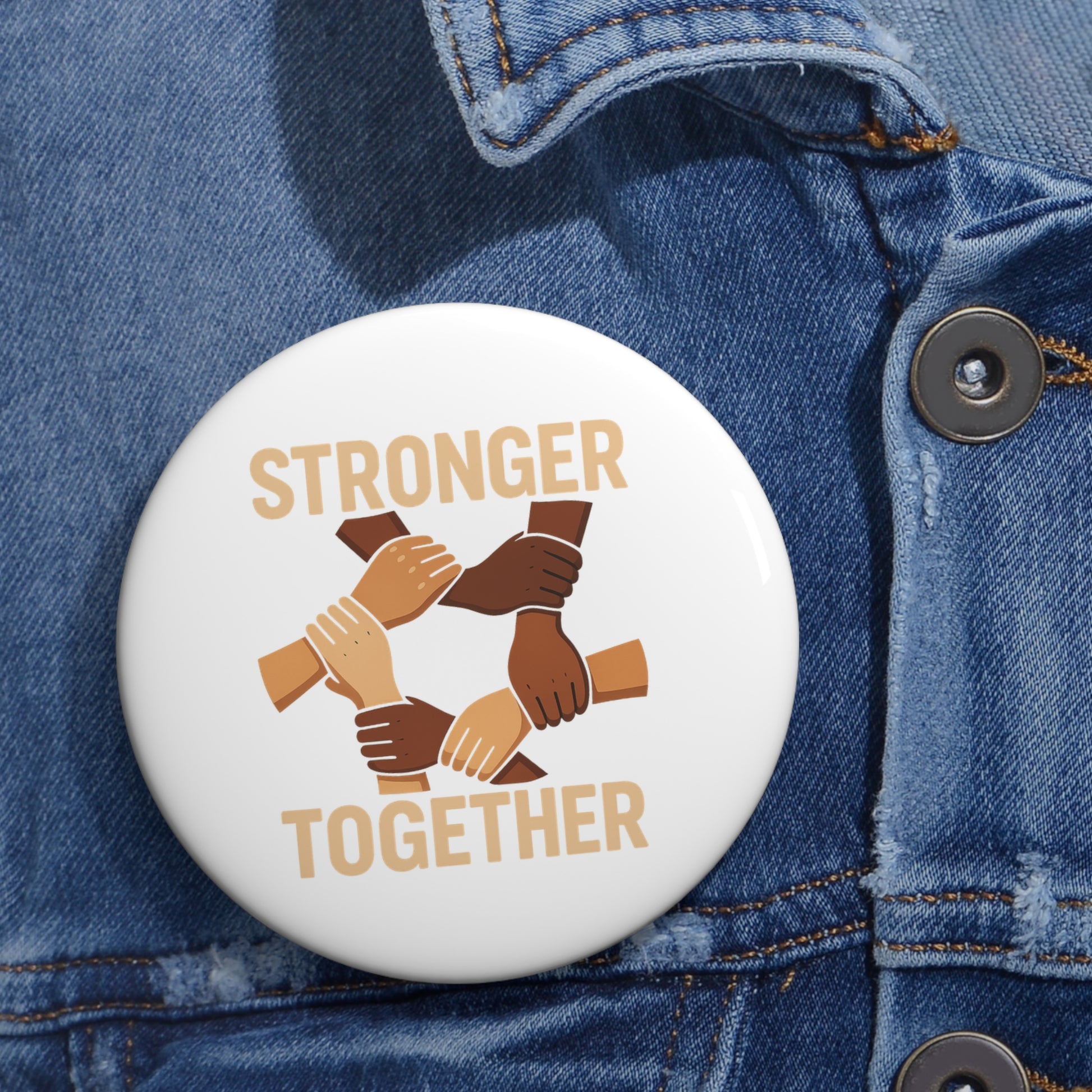 Custom Pin Buttons: Stronger Together - Empowerment Buttons, Advocacy Gifts, Friendship Badges, Community Pride, Social Justice - Wayal Store