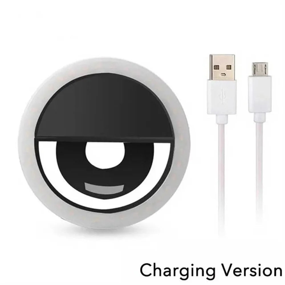 USB Charge Led Selfie Ring Light Mobile Phone Lens Lamp Adjustable Live Brightness Portable Rechargeable Selfie Fill Ring Light - Wayal Store