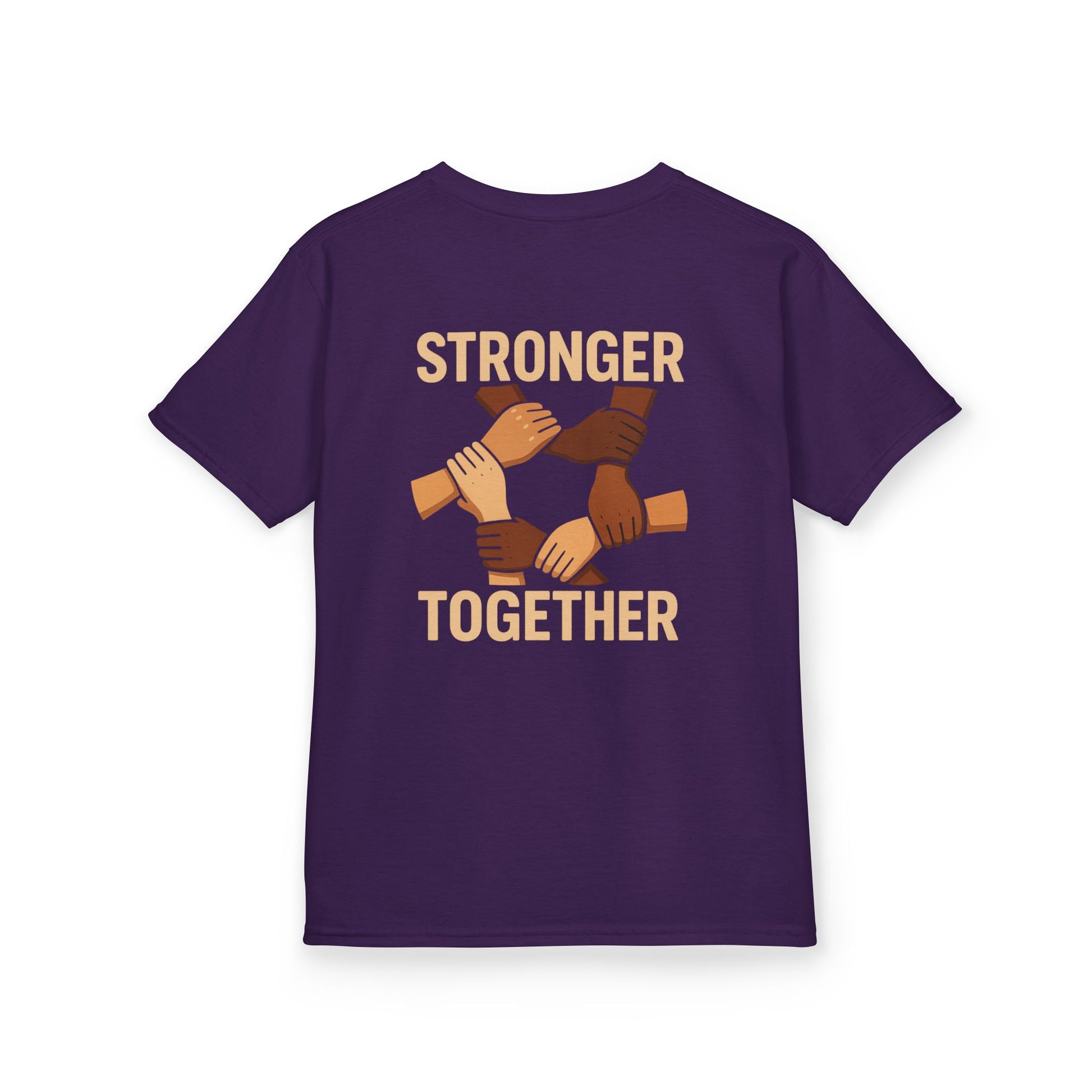 Kids T-Shirt Back | Stronger Together | Diversity, Unity, Friendship, Empowerment, Team Spirit - Wayal Store