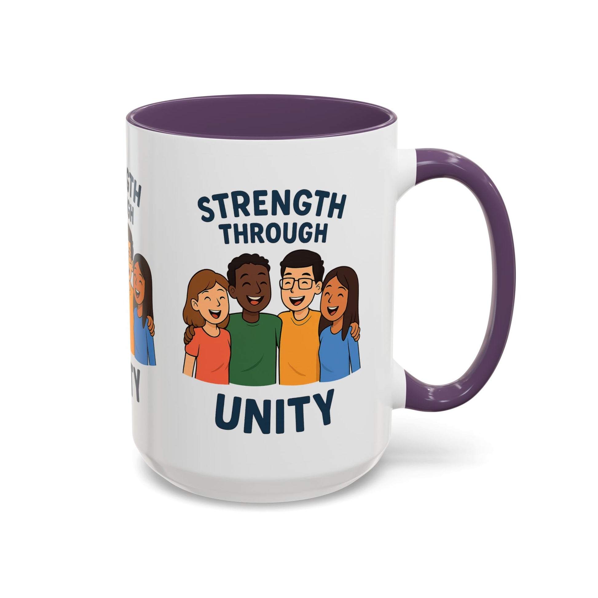 Unity-Themed Accent Coffee Mug, Inspirational Gift, Team Spirit Mug, Friendship Celebration Cup, Multicultural Unity Design - Wayal Store