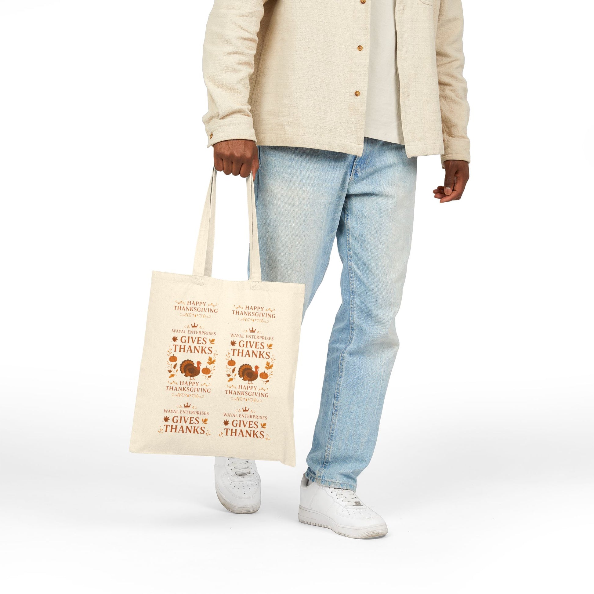 Thanksgiving Cotton Canvas Tote Bag - Celebrate with Gratitude - Wayal Store