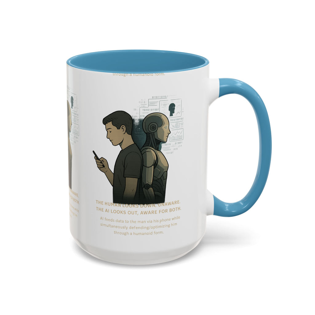 AI Awareness Accent Coffee Mug, Gift for Tech Lovers, Robotics Theme Mug, Futuristic Coffee Cup, Geeky Mug Idea - Wayal Store