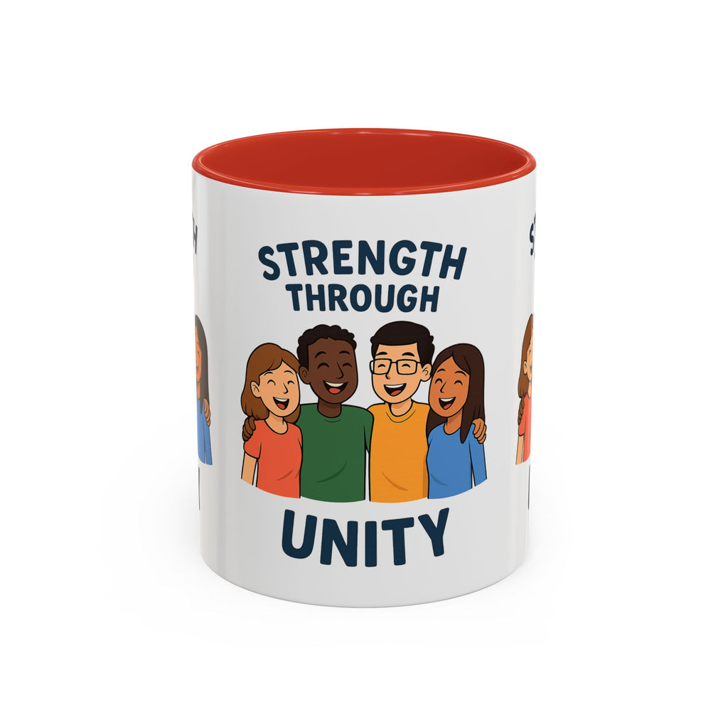 Unity-Themed Accent Coffee Mug, Inspirational Gift, Team Spirit Mug, Friendship Celebration Cup, Multicultural Unity Design - Wayal Store