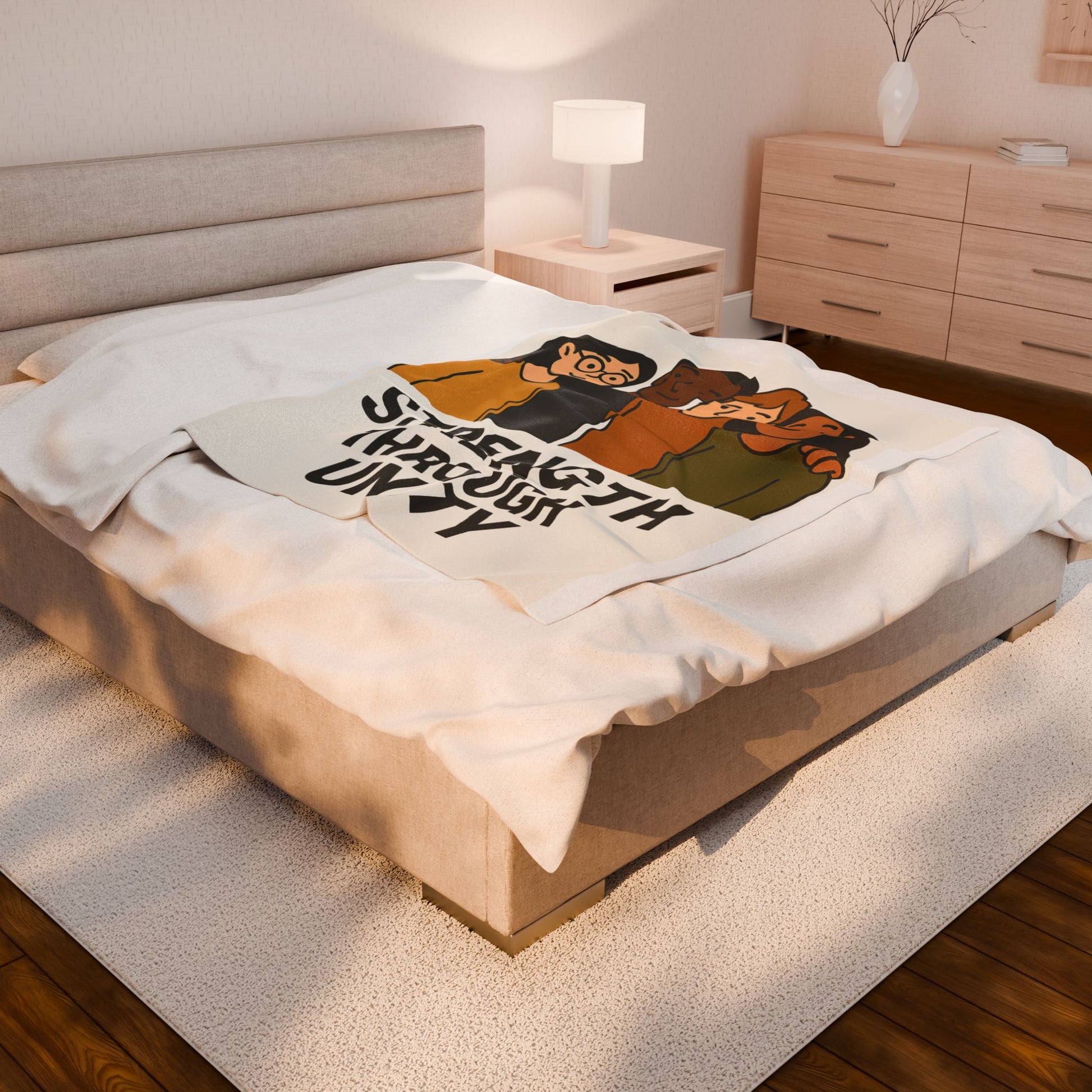 Unity Themed Velveteen Plush Blanket - Cozy Home Decor, Gift for Friends, Affirmation Blanket, Warmth & Togetherness, Inspirational - Wayal Store