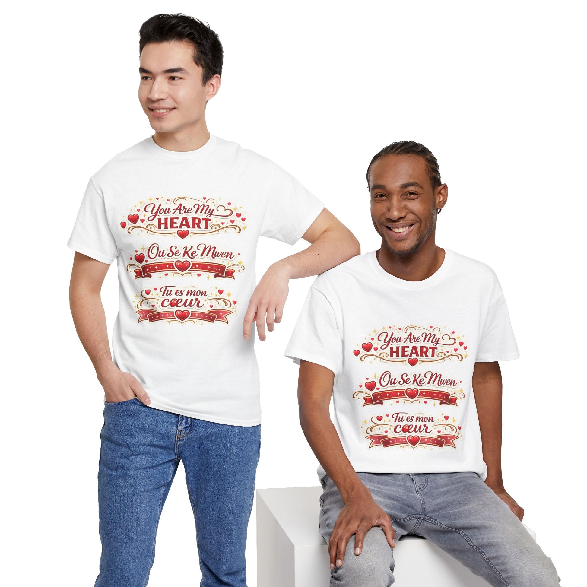 Heart Love Tee — "You Are My Heart / Tu es mon coeur" Romantic Valentine T-Shirt - Wayal Store