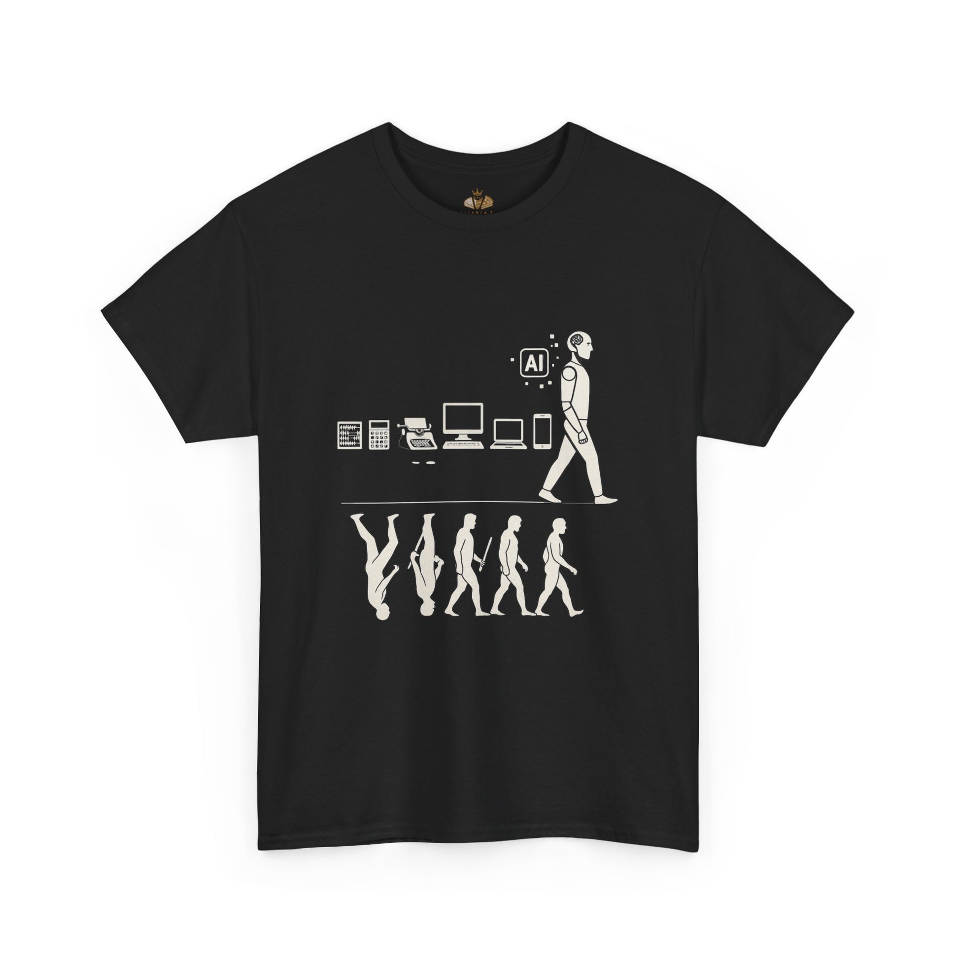 AI Evolution Unisex Heavy Cotton Tee - Funny Graphic T-Shirt, Casual Wear, Gift for Tech Lovers, Geek Humor Shirt, Educational Tee - Wayal Store