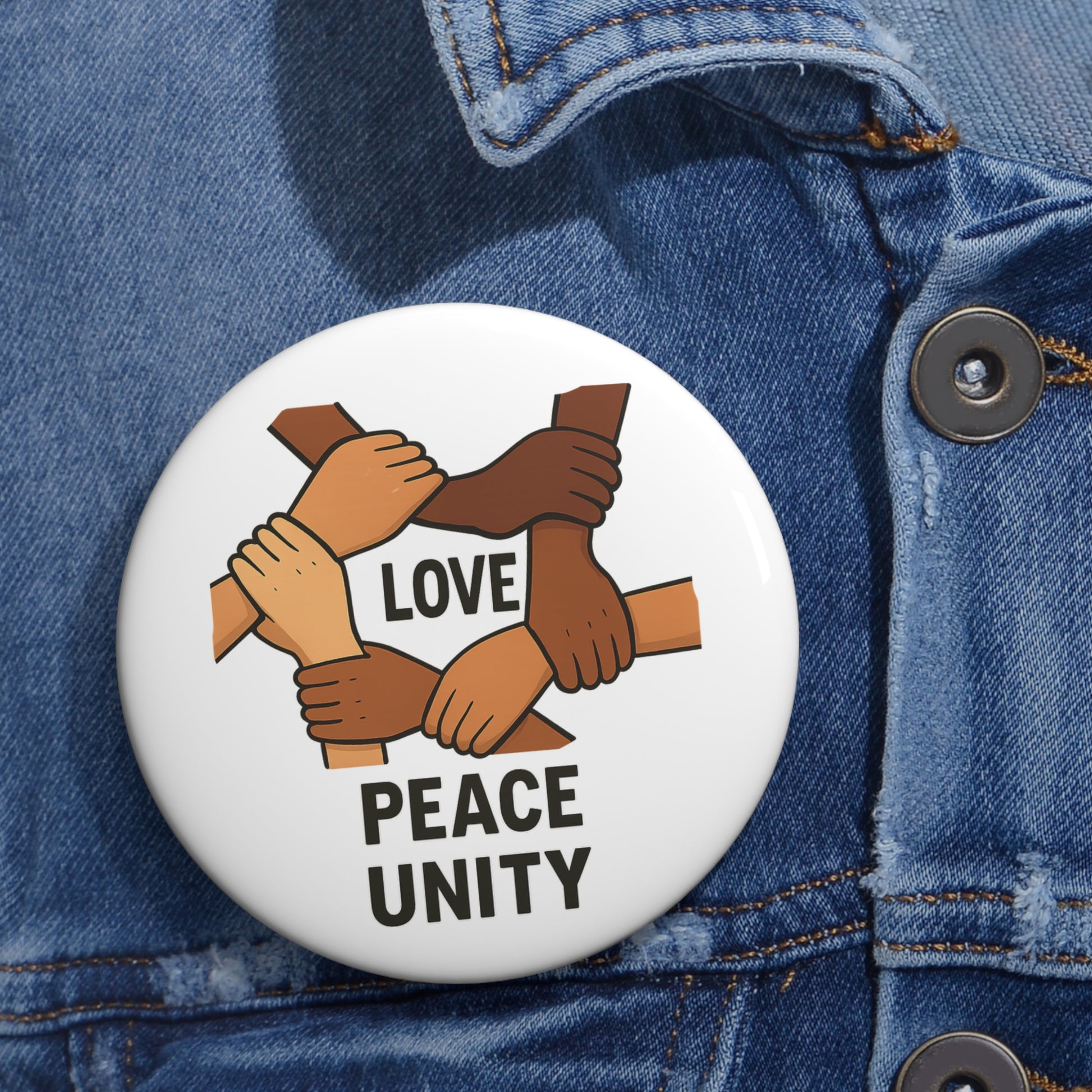 Custom Pin Buttons - Love, Peace, Unity Badges, Handcrafted Accessories for Celebrations, Gifts, and Movements - Wayal Store