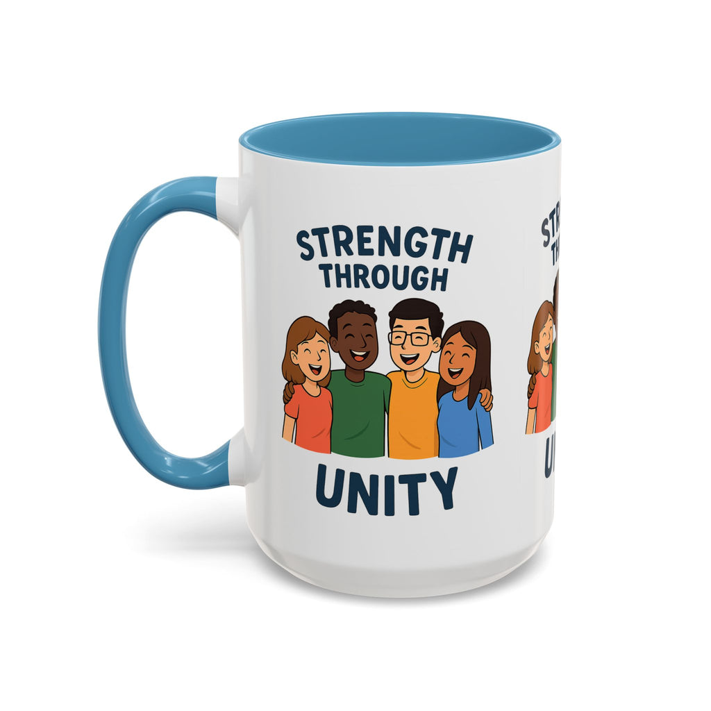 Unity-Themed Accent Coffee Mug, Inspirational Gift, Team Spirit Mug, Friendship Celebration Cup, Multicultural Unity Design - Wayal Store