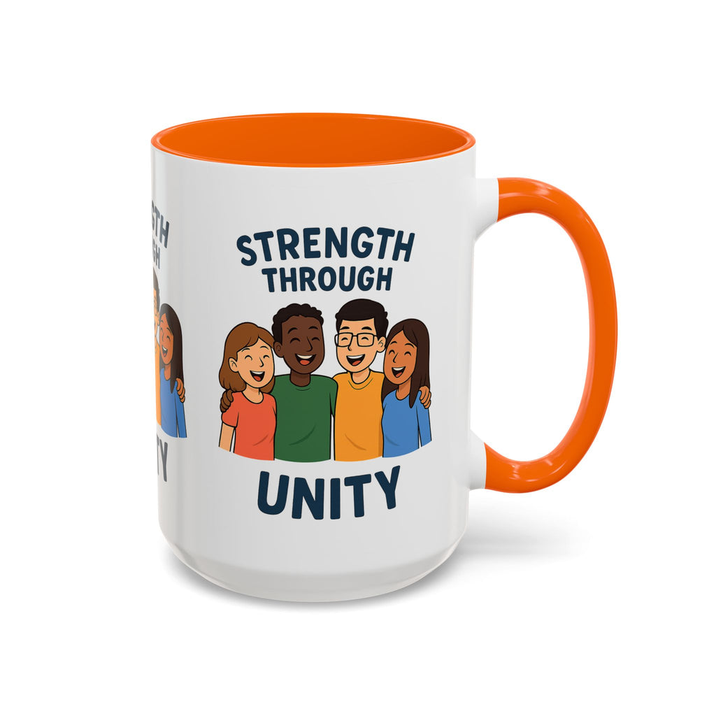 Unity-Themed Accent Coffee Mug, Inspirational Gift, Team Spirit Mug, Friendship Celebration Cup, Multicultural Unity Design - Wayal Store