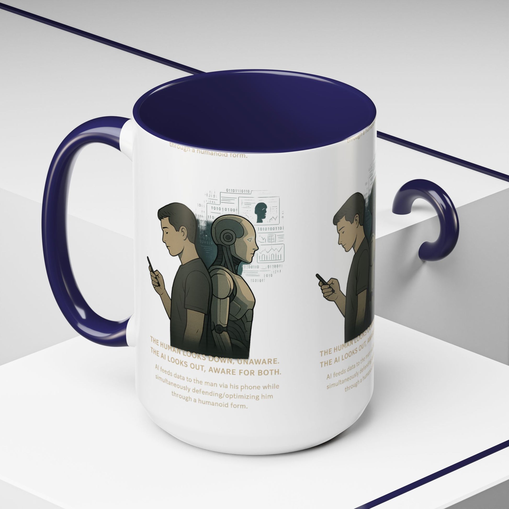 AI Awareness Accent Coffee Mug, Gift for Tech Lovers, Robotics Theme Mug, Futuristic Coffee Cup, Geeky Mug Idea - Wayal Store