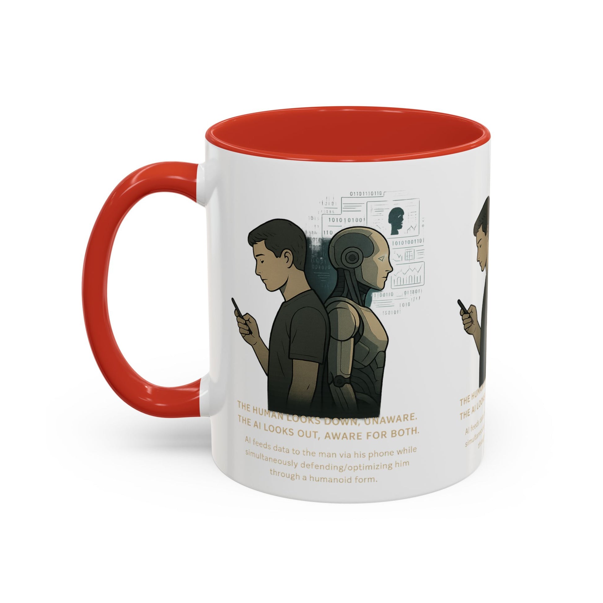 AI Awareness Accent Coffee Mug, Gift for Tech Lovers, Robotics Theme Mug, Futuristic Coffee Cup, Geeky Mug Idea - Wayal Store