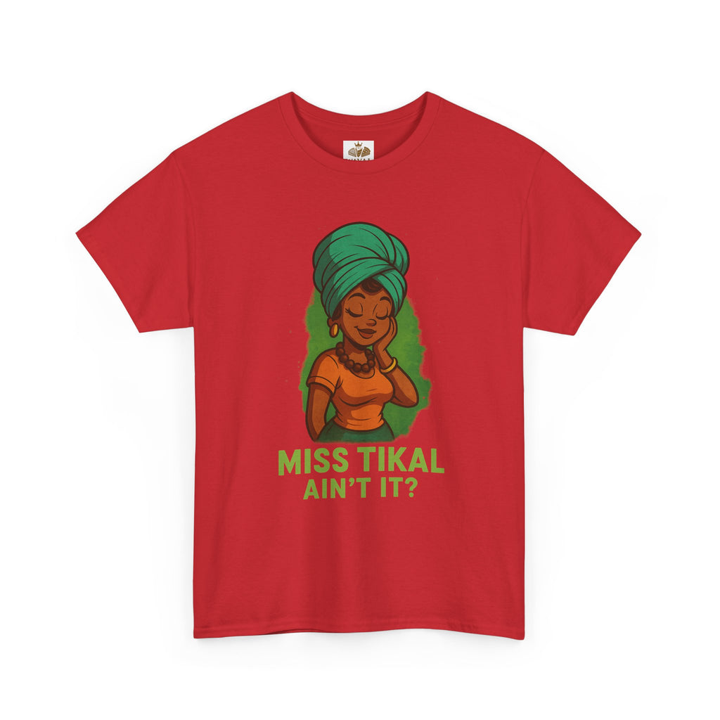 Miss Tikal Unisex Heavy Cotton Tee - Fun Casual Wear, Graphic Tee, Gift for Her, Summer Vibes, Unique T-Shirt - Wayal Store