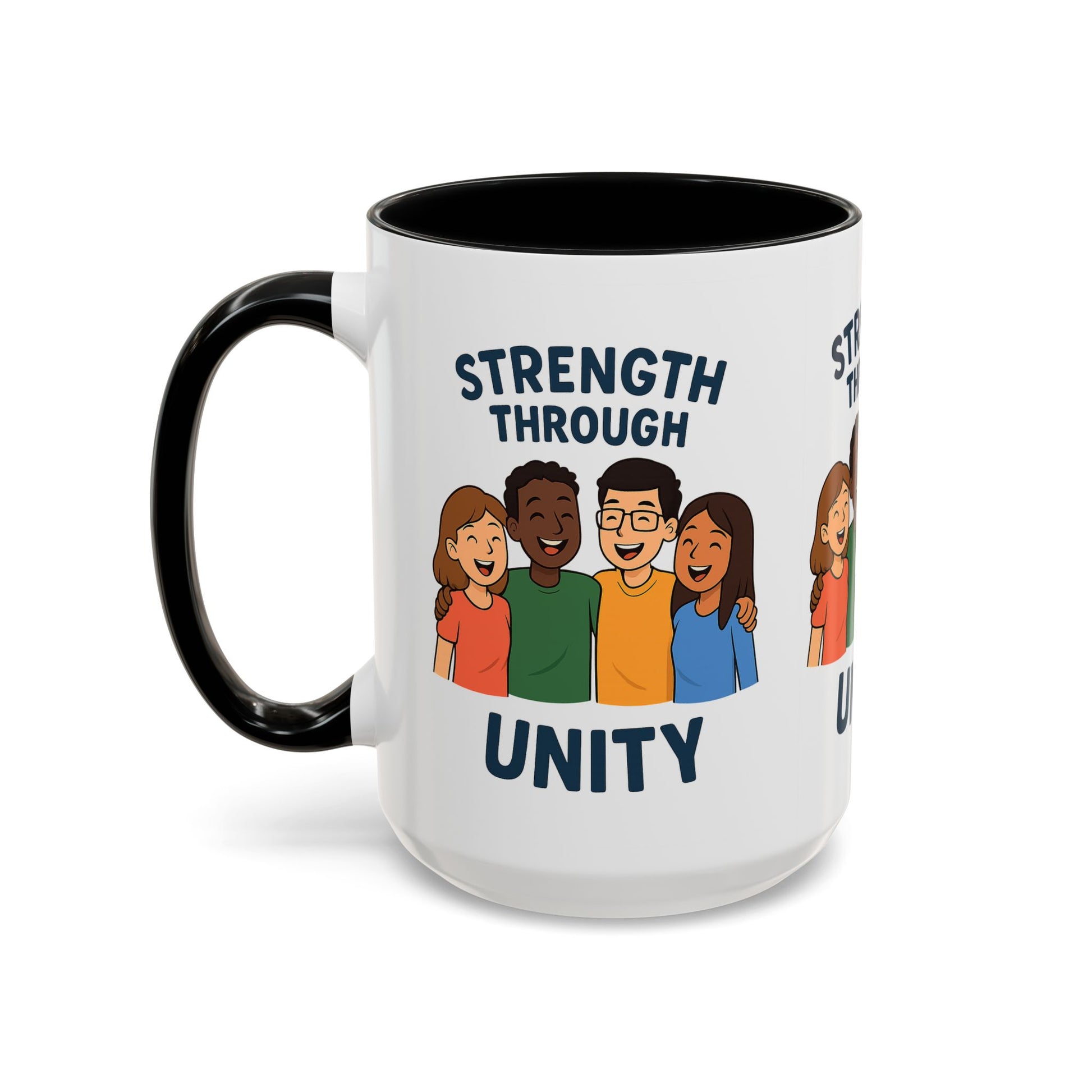 Unity-Themed Accent Coffee Mug, Inspirational Gift, Team Spirit Mug, Friendship Celebration Cup, Multicultural Unity Design - Wayal Store