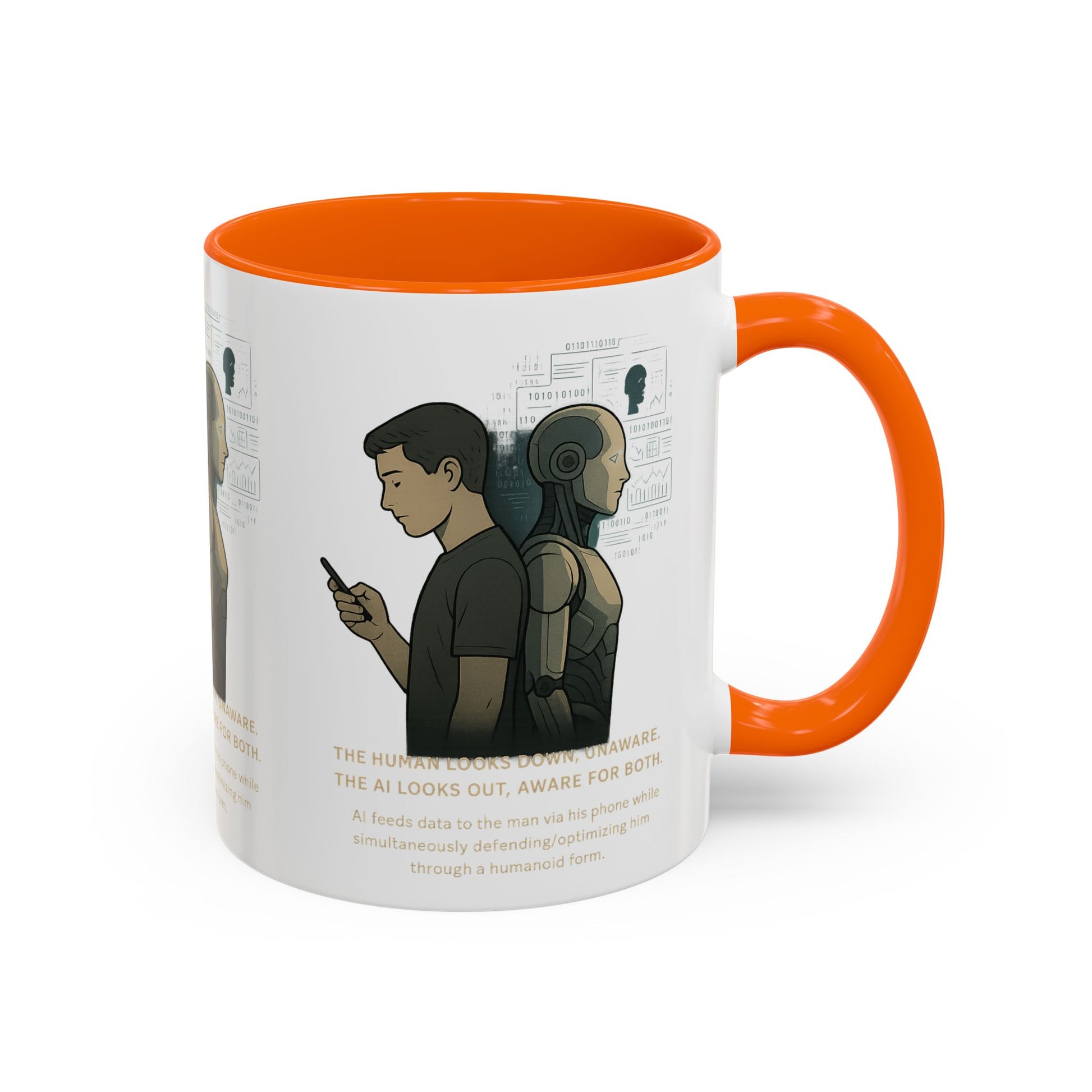 AI Awareness Accent Coffee Mug, Gift for Tech Lovers, Robotics Theme Mug, Futuristic Coffee Cup, Geeky Mug Idea - Wayal Store