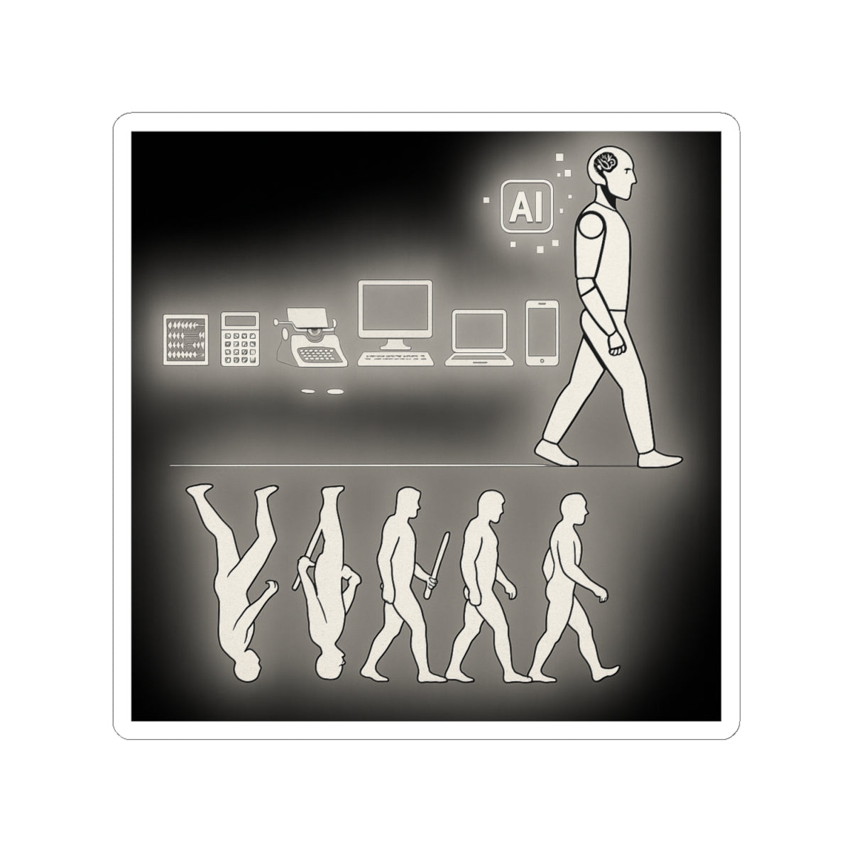 AI Evolution Kiss-Cut Stickers | Tech Lovers, Laptop Decor, Modern Art, Gift for Geeks, Futuristic Vibe - Wayal Store