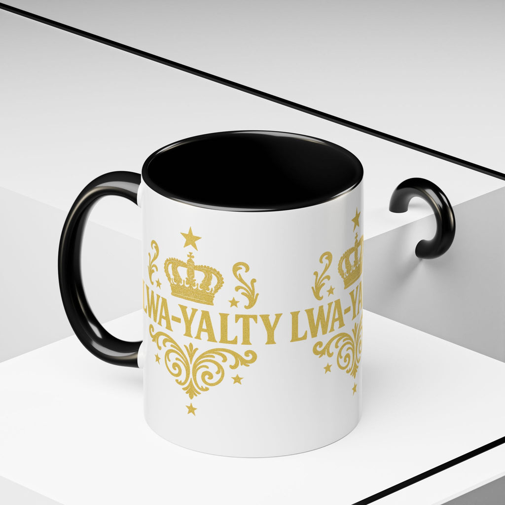 Regal Crown Accent Coffee Mug - Royalty Lwa-Yalty, Unique Gift for Coffee Lovers, Home Decor, Birthday, Celebration - Wayal Store